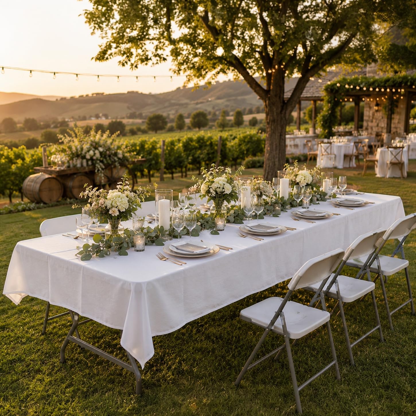 Mesa Plegable 180 cm para Eventos y Jardín, Mesa Portátil de Exterior con Estructura de Acero, Ideal para Camping y Fiestas