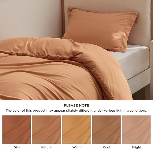 Miniatura 5 de Bedsure Funda de edredón individual o individual XL, suave microfibra cepillada, niños, 2 piezas 1 funda de edredón color naranja quemado (68 x 90