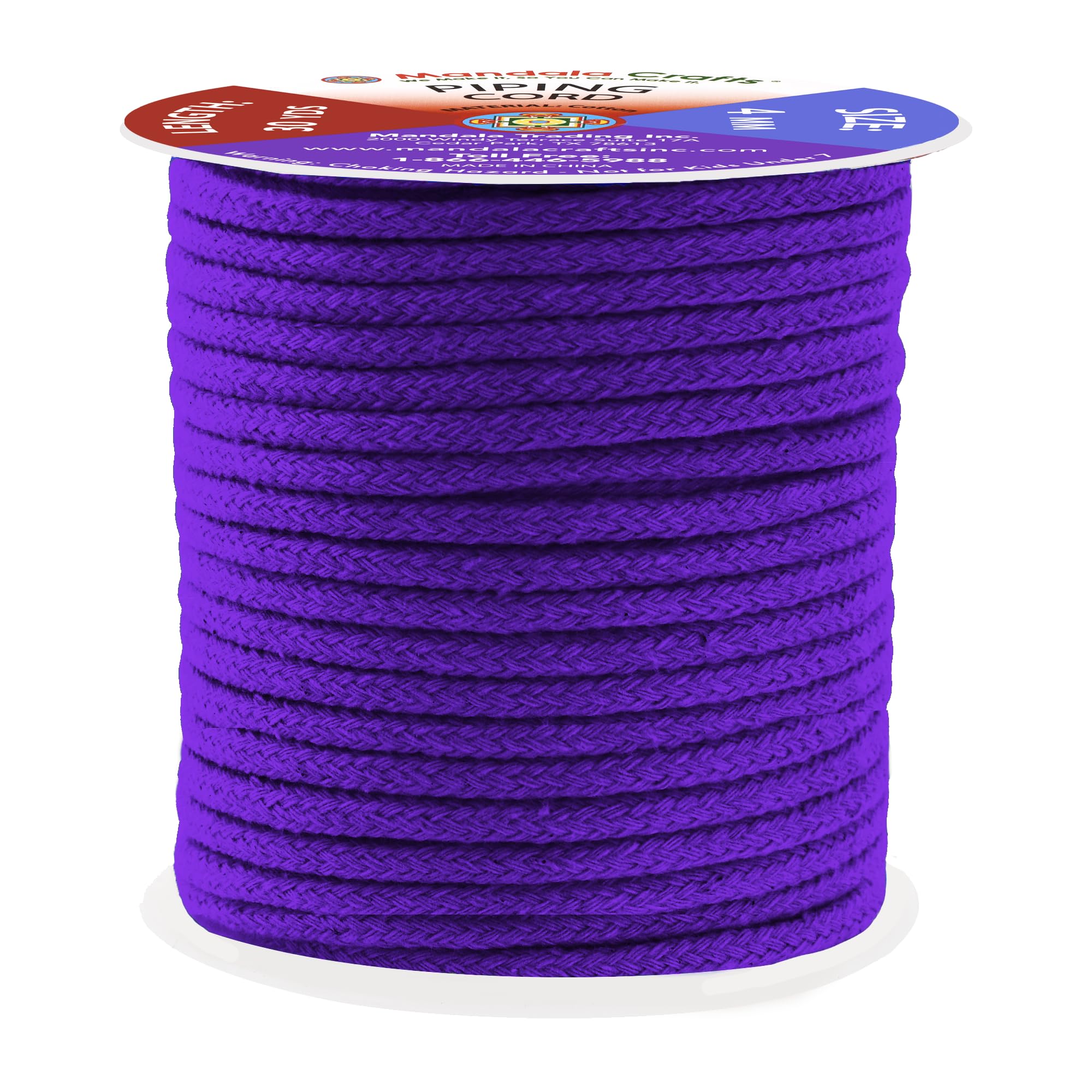 Mandala Crafts Purple Soft Replacement Drawstring Cords for Sweatpants Bags - Piping Cord for Sewing Upholstery - 30 Yds 4mm Cotton Cording Macrame