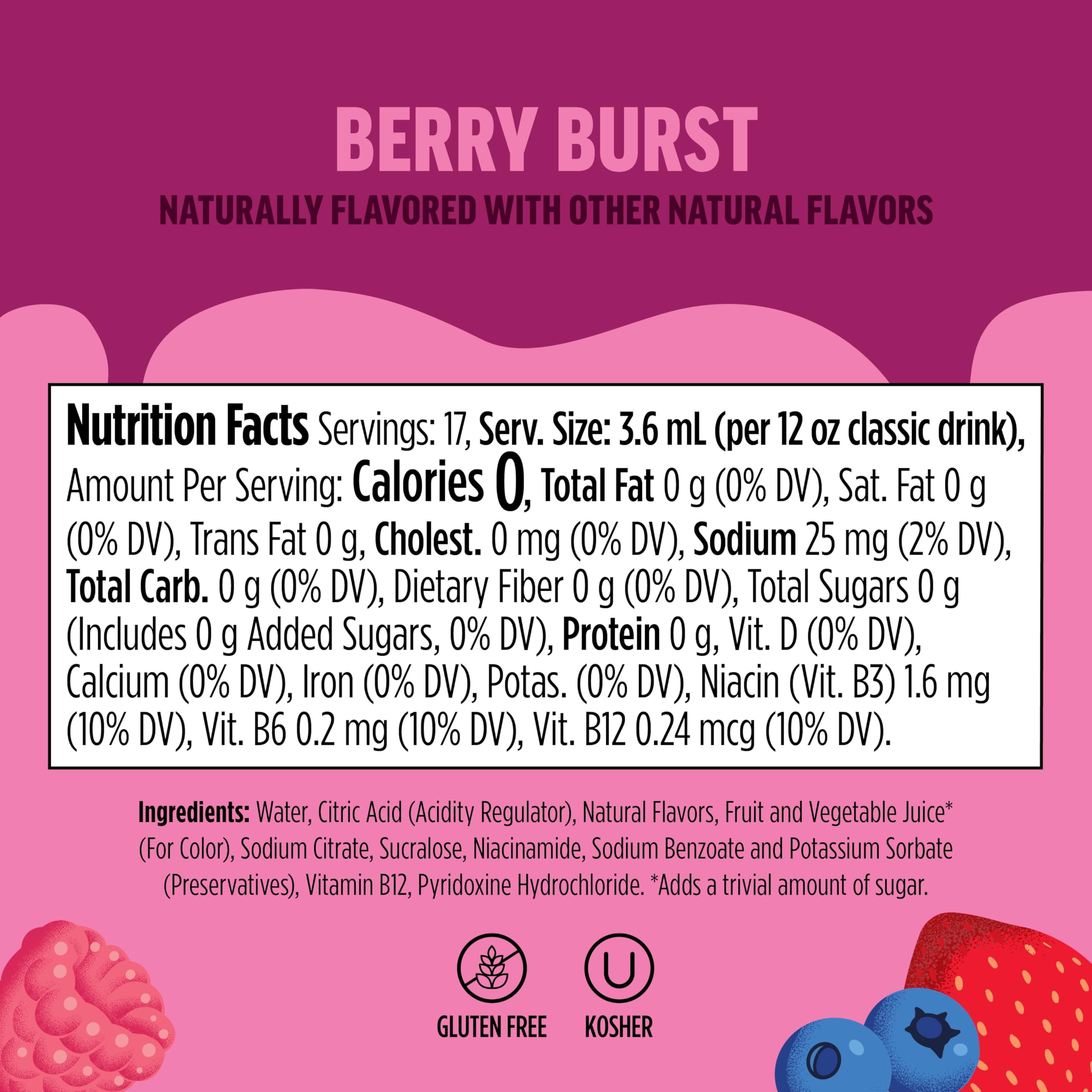 Ninja Thirsti Flavored Water Drops, Berry Lemon Variety Pack, Refreshing Fruit Flavors, Zero Calories, Zero Sugar, Makes 17-20 12oz drinks, 3 Pack, WCFV1