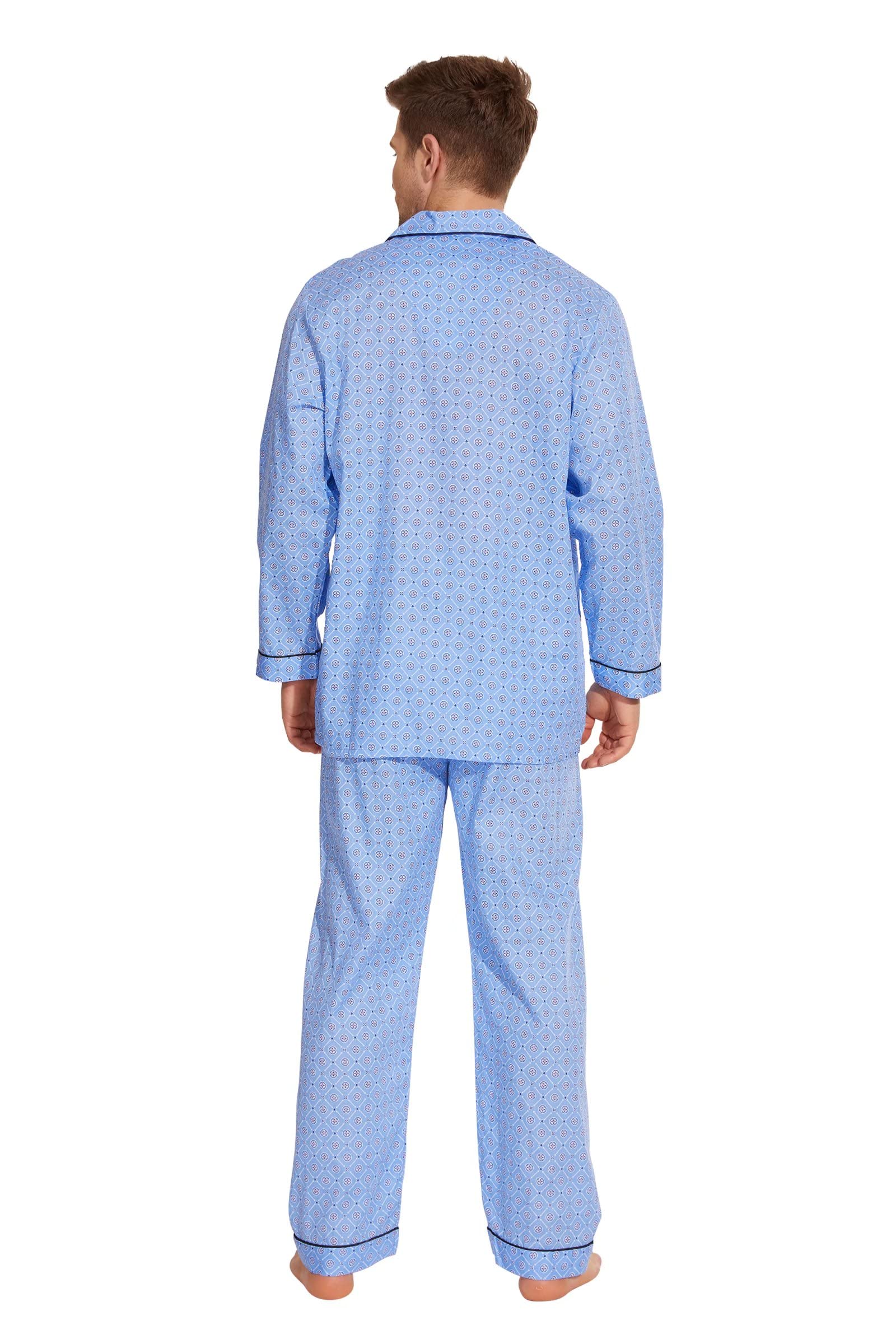 Amaxer Pyjama à Manches Longues en Coton pour Hommes