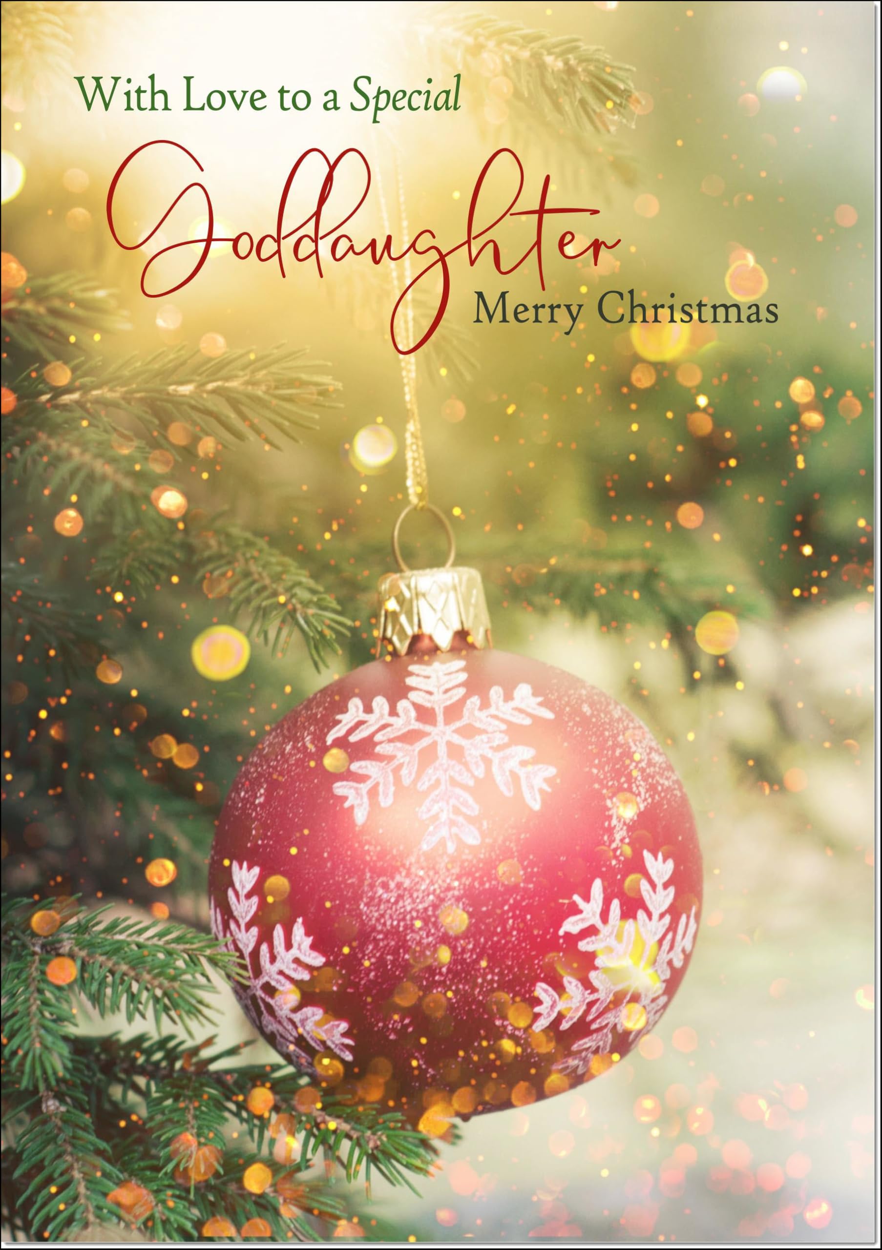 doodlecards Goddaughter Christmas Card Christmas Tree Bauble Large A4 Size Christmas Card for Goddaughter with Plain Envelope — image 1