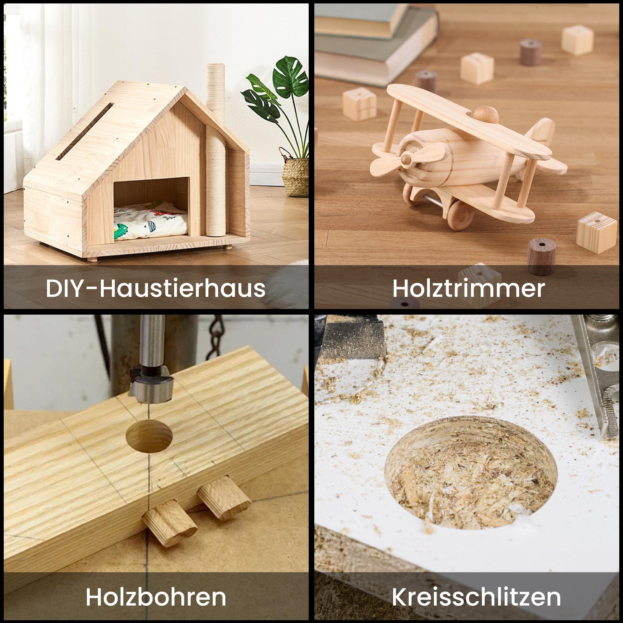 Akku Oberfräse für Bosch 18V Akku, 30000 RPM Bürstenloser Motor, 5-Stufen Kantenfräse, Kabellose Holzfräse mit 6,35mm Durchmesser, mit 15pcs 1/4" Fräser für Holz & Kunststoff (ohne Akku)