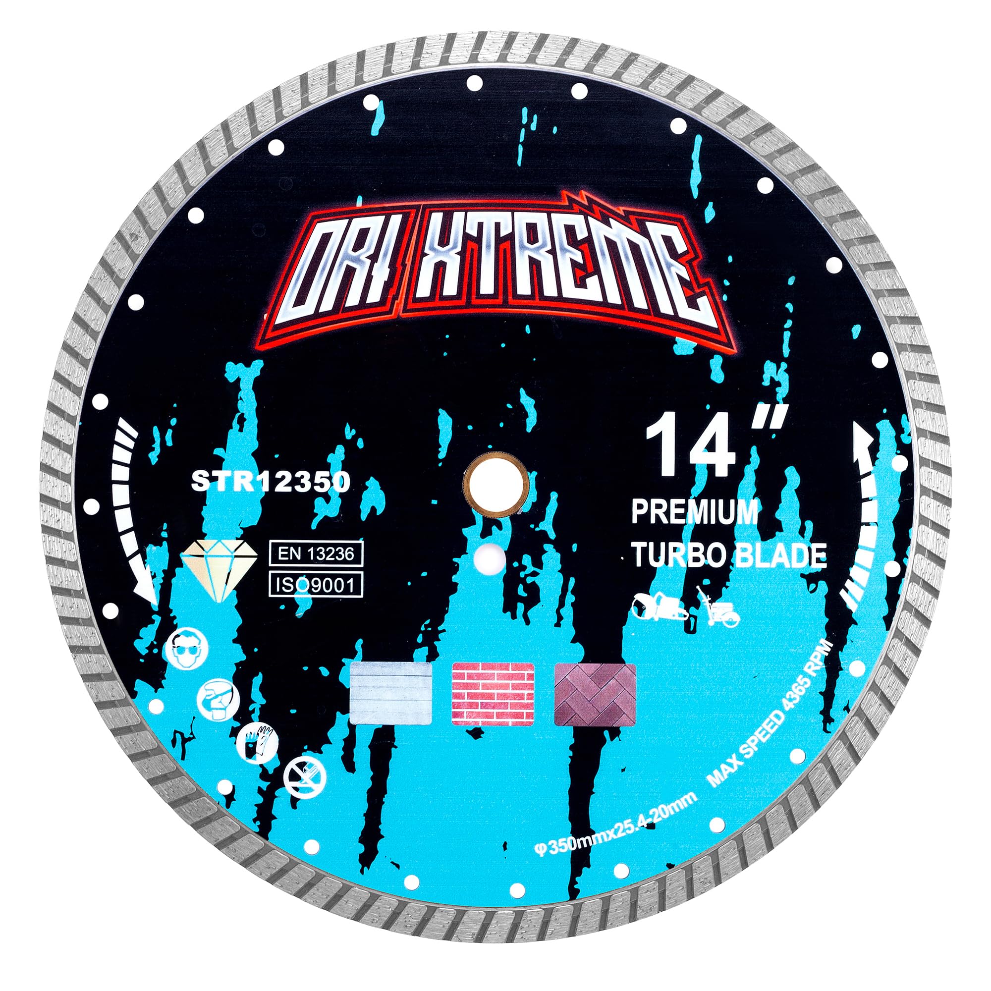 ORIXTREME 14Inch Diamond Saw Blade,Turbo Rim General Purpose Blade Dry/Wet Cutting Concrete,Reinforced Concrete, Masonry, Brick, Block,Stone 1"-20mm