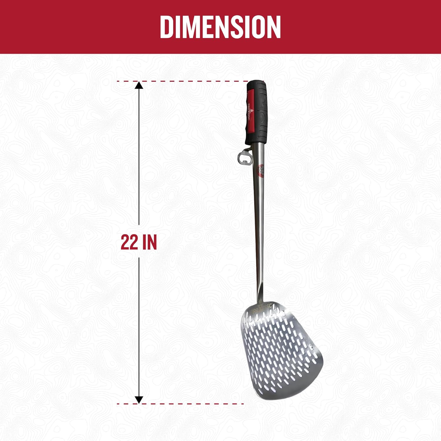 FIREDISC Ultimate Frying Weapon 22-in. Stainless Steel Slotted Outdoor Kitchen Spatula TCGSKM, Metal Spatula Stainless Steel Cooking Utensil and Kitchen Gadget, Specially Made for FIREDISC Cookers