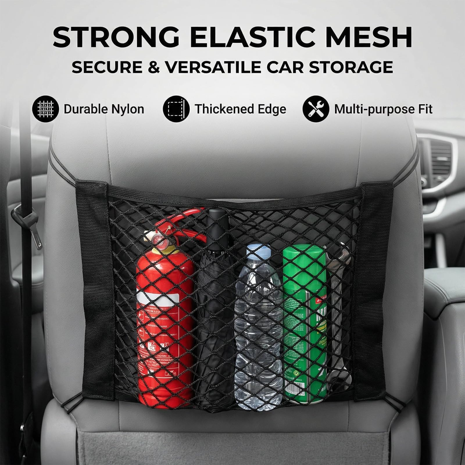 Juego de 2 Unidades,40 x 25 cmRed de Almacenaje para Maletero de Coche,Organizador Elástico con Velcro para Orden y Seguridad en tu Vehículo — view 6