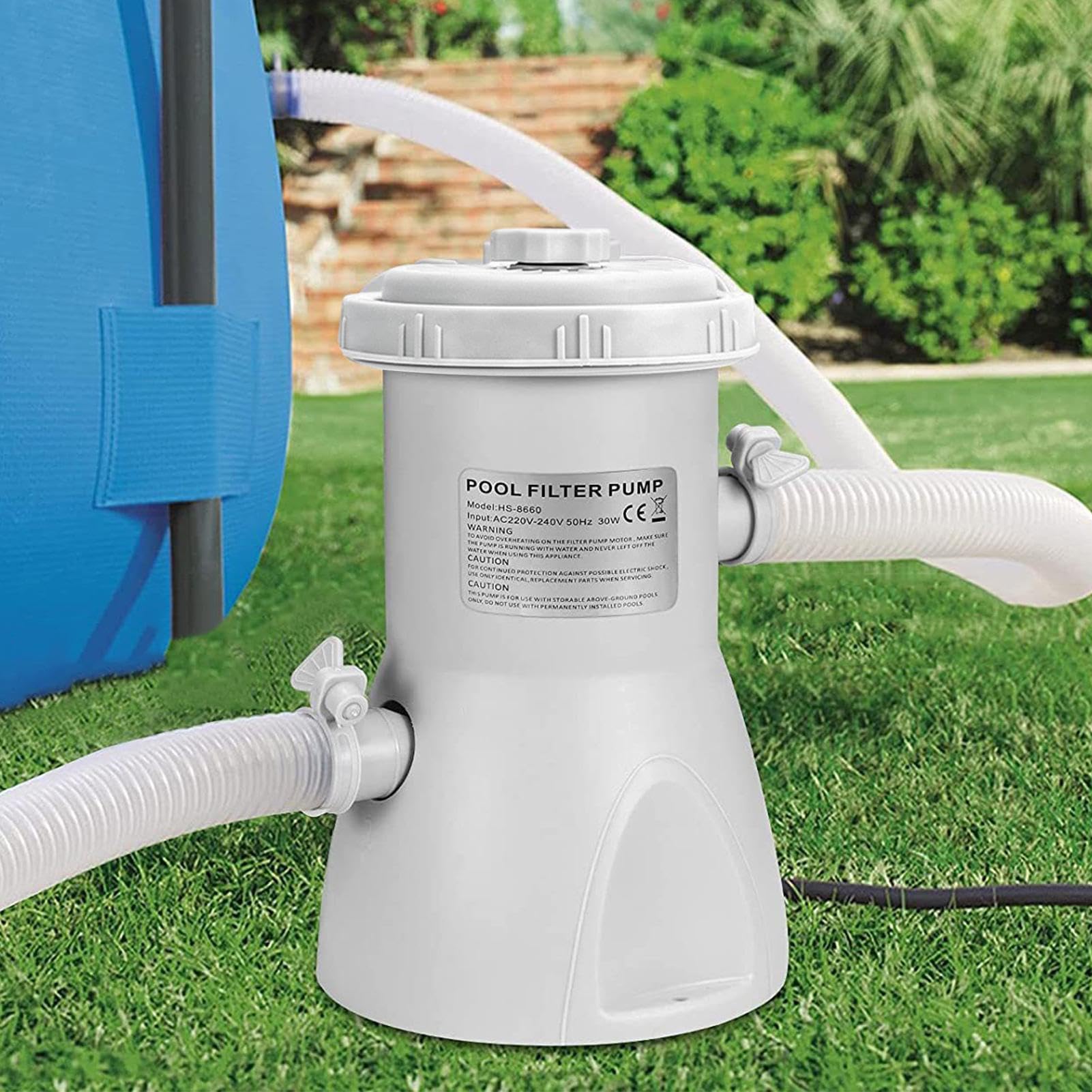 Pompa Filtro A Cartuccia 1136 L/h Potente Portatile Acqua Chiara | Pompa Filtro Cartuccia Per Acqua Piscina Per Cortile, Giardino, Patio, Resort, Campeggio, Corte, Tenuta, Terrazza, Deck