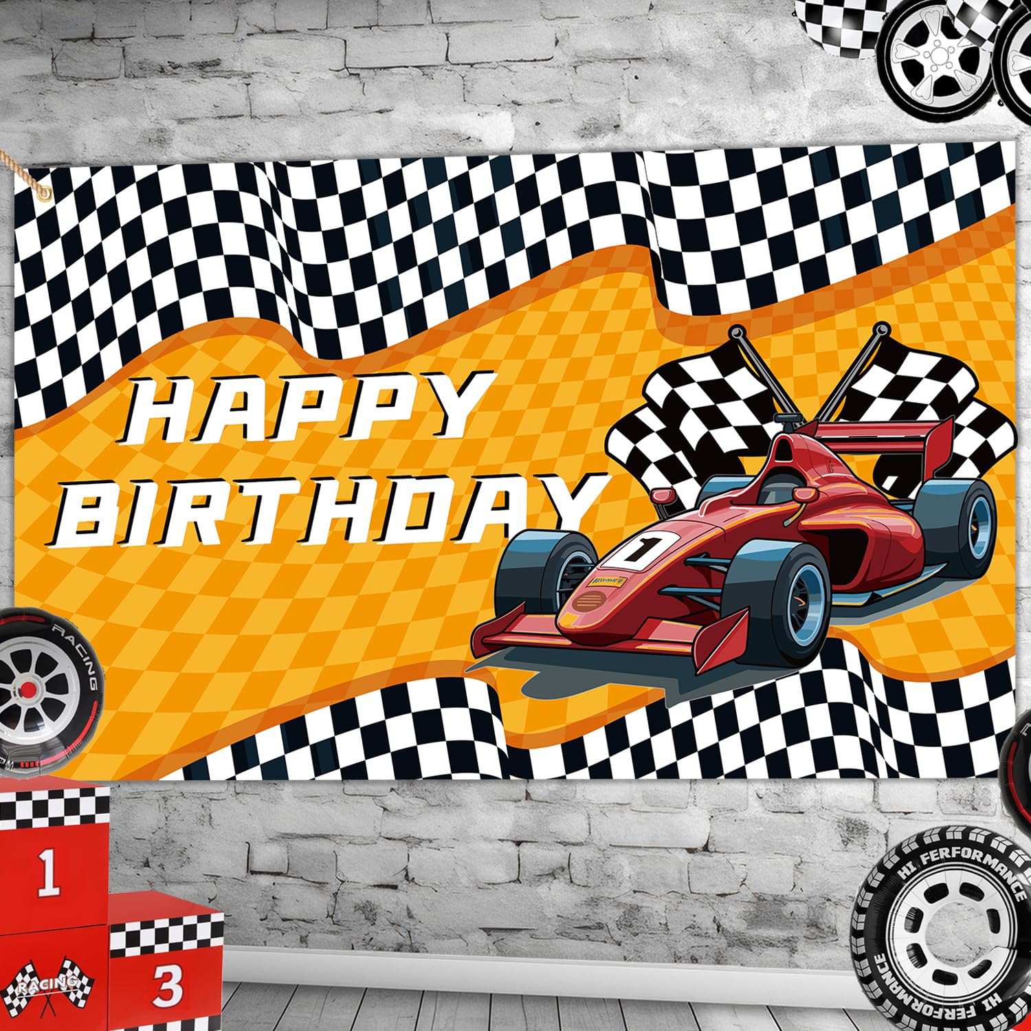 Race Car Birthday Party Backdrop Decorations, Racing Birthday Supplies for Boys Car Themed Backdrop Banner Photography Backgrounds Photo Props 70.8 X