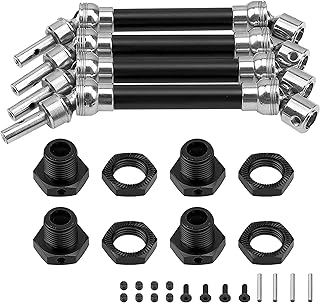 4Pcs ShareGoo Front Rear Drive Shaft CVD Driveshaft w/Hex Adapter Compatible with 1/8 Arrma Typhon 4x4 3s BLX Typhon 550 Mega 4x4 RC Car Upgrades Parts (Black)