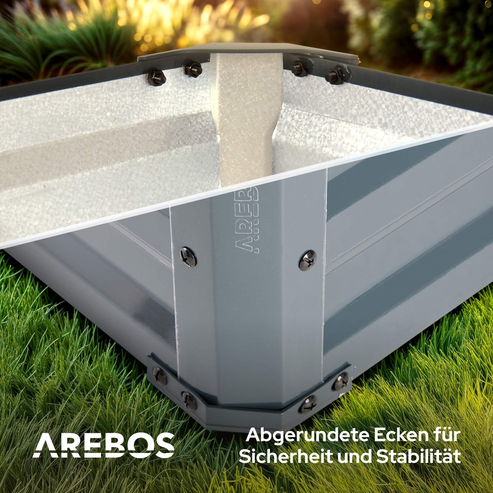 Arebos Hochbeet Metall 2er Set 180x90x30 cm | Gartenbeet aus verzinktem Stahl | Pflanzbeet wetterfest & rostfrei | Rechteckiges Gemüsebeet für Garten & Terrasse | Hochbeet Bausatz ohne Boden