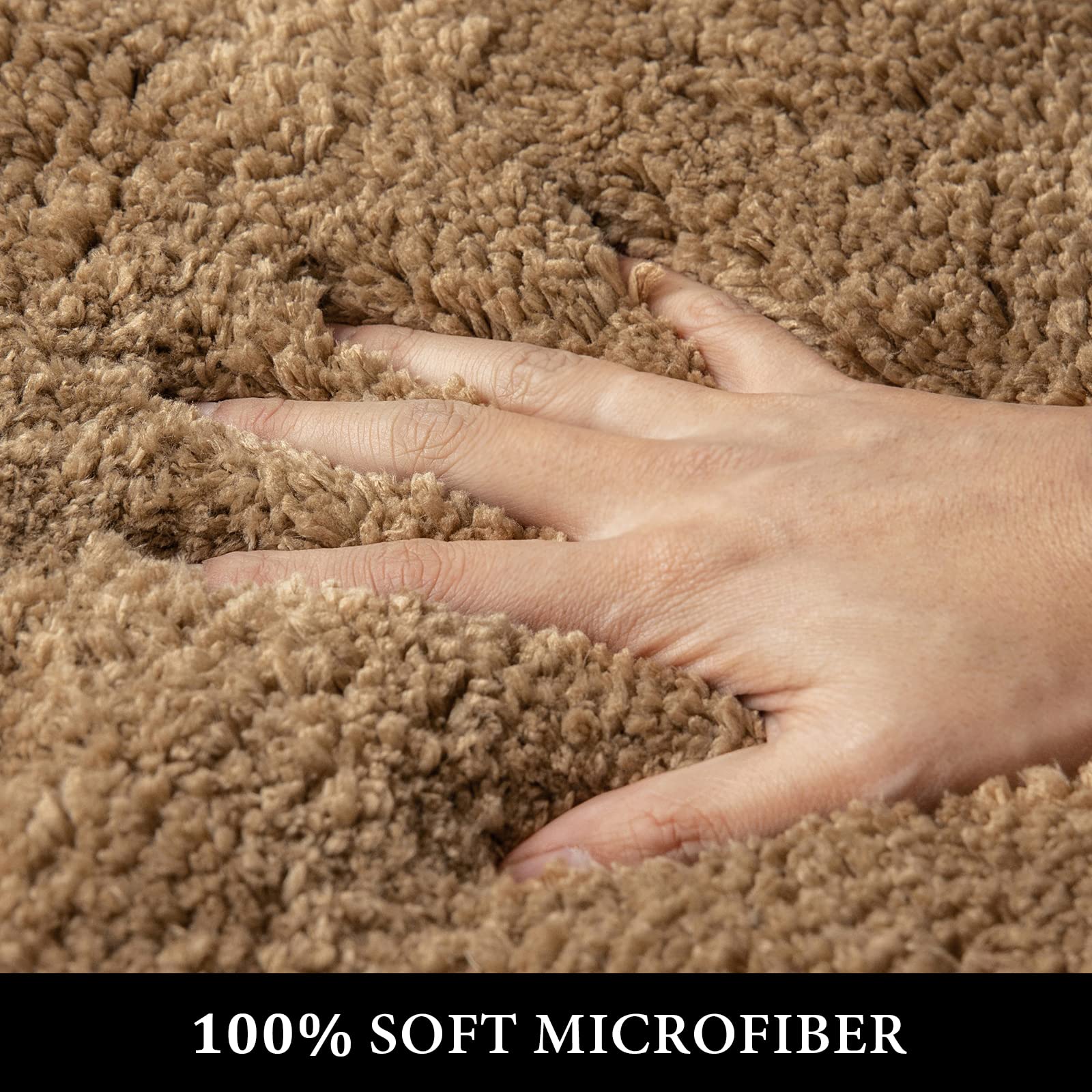 MIULEE Light Brown Bathroom Rugs Set 2 Piece, Non Slip Bath Mat with Absorbent Microfiber, Ultra ...