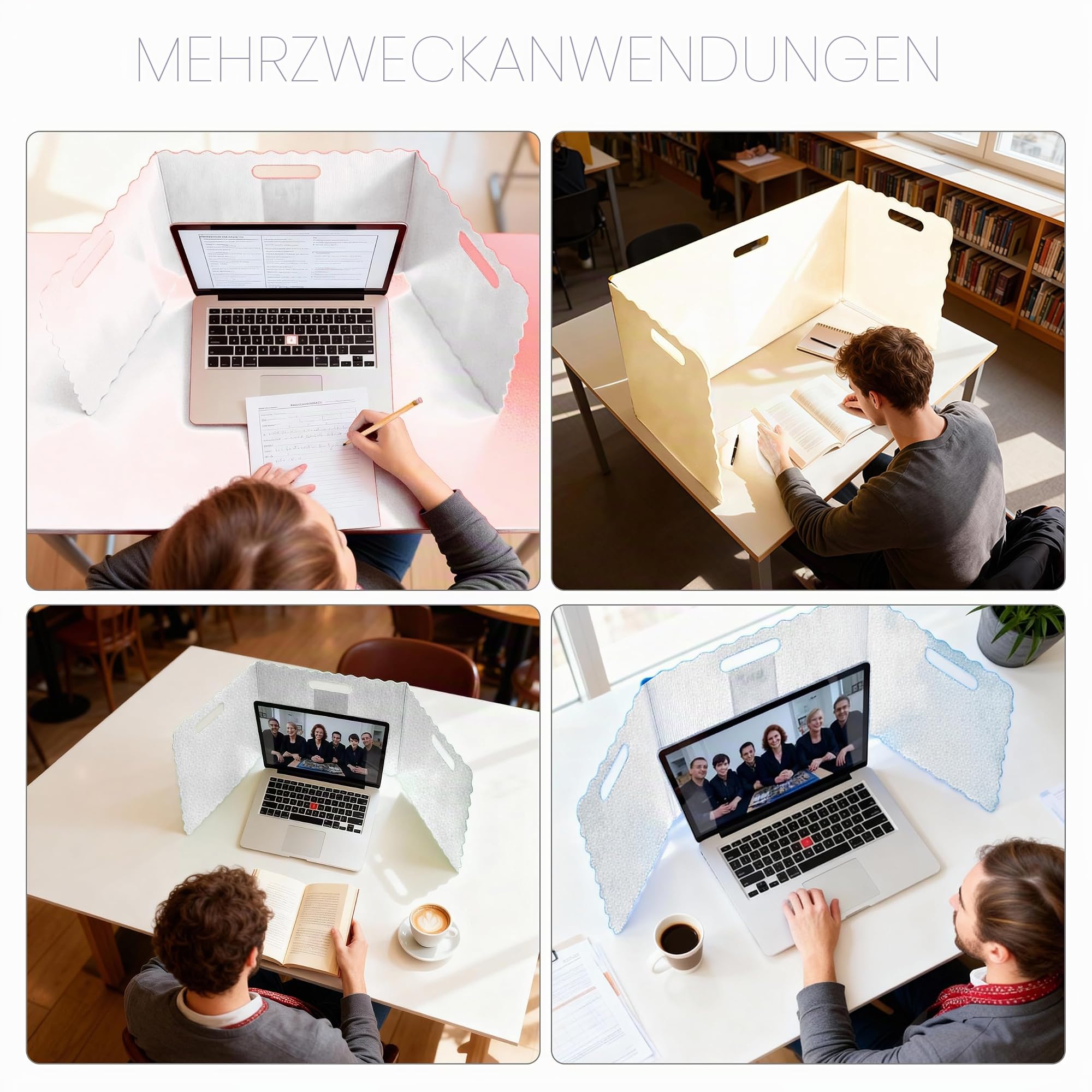 24 Stück Faltbare Trennwand Schreibtisch mit 72 Stück Namensschilder Tragbare Sichtschutz Study Table wasserdichte Trennwände Desks für Schule Büro Bibliothek, 40×30×30cm, Weiß