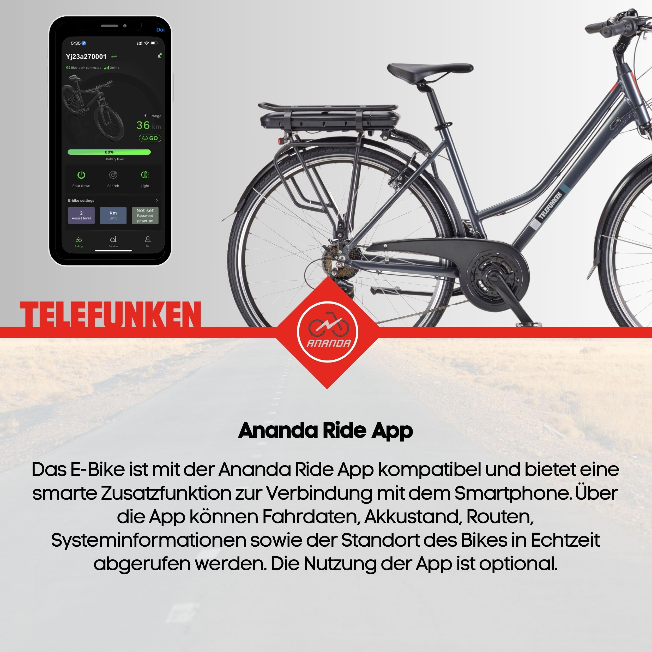 TELEFUNKEN E-Bike Damen 28 Zoll Trekking-Fahrrad | 21-Gang Kettenschaltung | Elektrofahrrad mit 250W Hinterradmotor und 536,5 Wh Li-Ion Akku | Pedelec mit V-Bremsen | inkl. Panzerkabelschloss | XT485