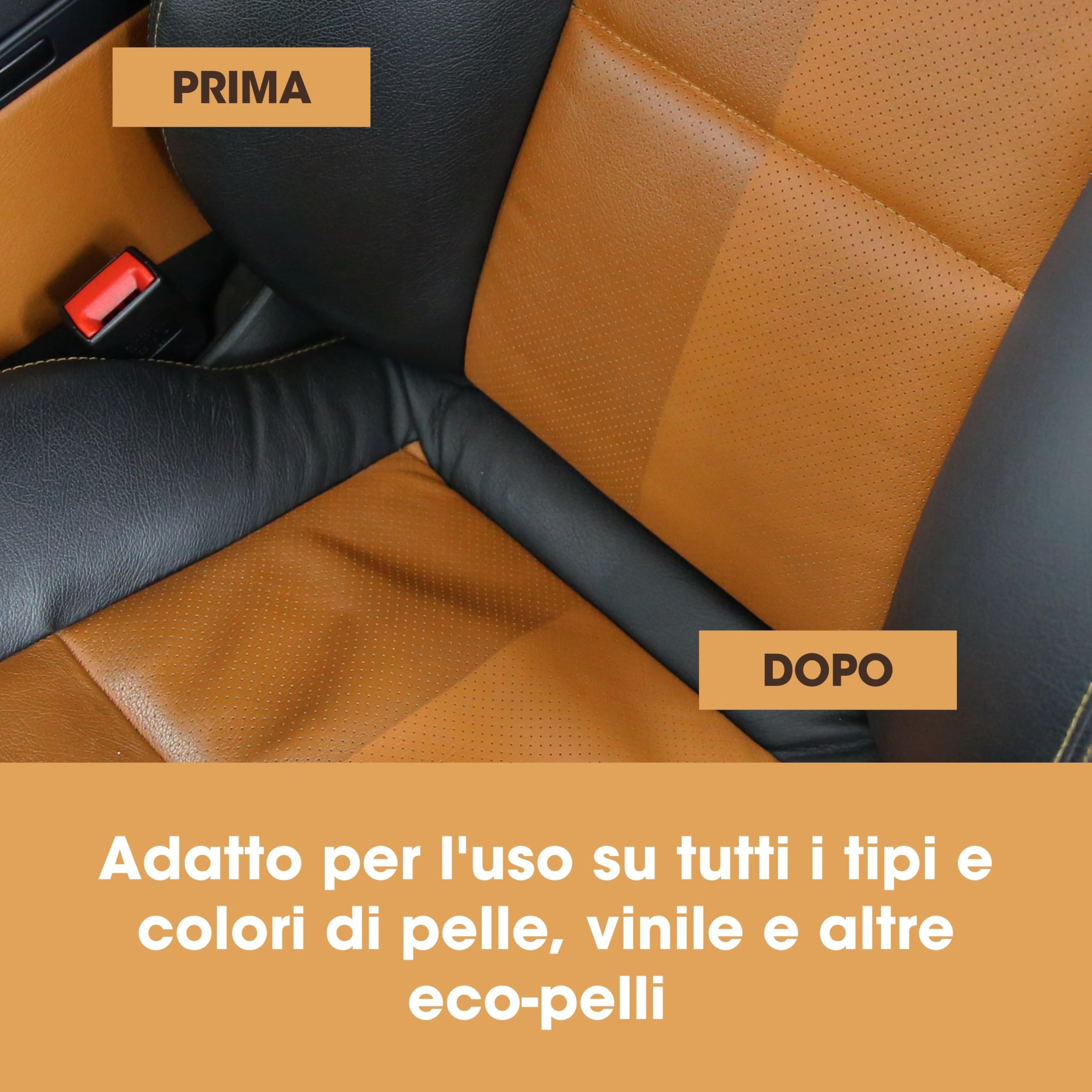 Kit per la pulizia premium per sedili auto - Kit per la cura degli interni in pelle - 250ml Detergente per la pelle e Balsamo per la pelle - Kit completo per tutti i tipi di pelle e vinile