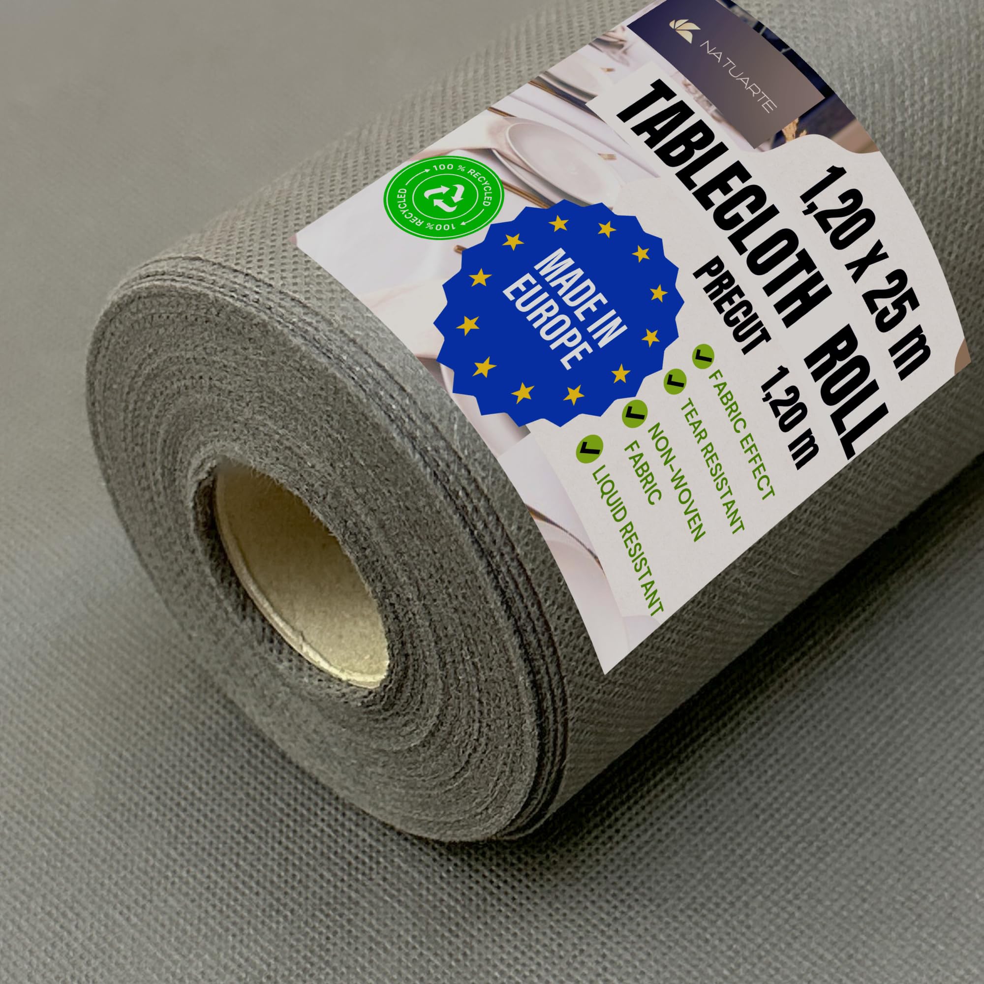 NATUARTE Tablecloth, 1.20 m x 25 m, Disposable Banquet Roll, Fabric Like Look and Feel, Roll for Parties Celebrations