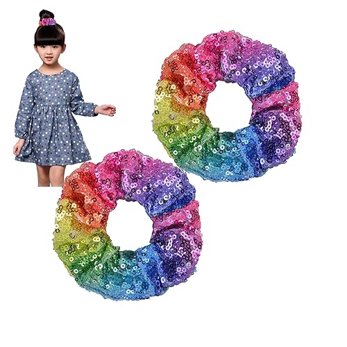 6 bandas elásticas para el cabello con lentejuelas brillantes, bandas elásticas para coleta de caballo y muñecas, para espectáculos, gimnasio,