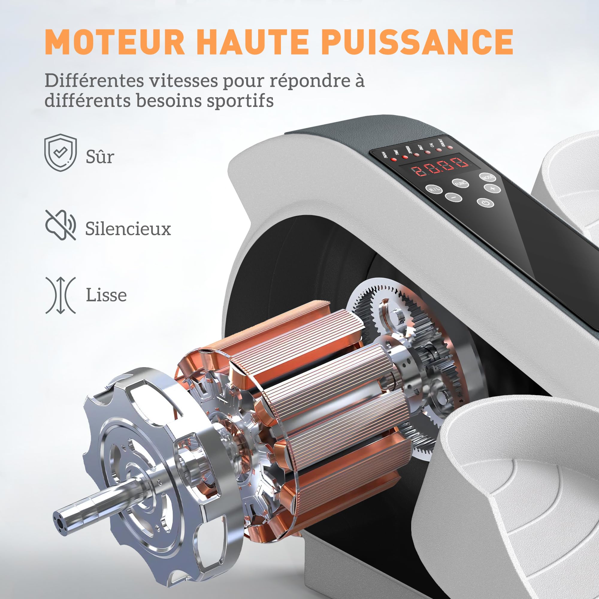 SPORTNOW Pedalier d'appartement, plliptique de Bureau, Mini vélo elliptique électrique avec écran LCD, télécommande et 10 Vitesses réglables, Silencieux et Portable pour Les Seniors, Blanc
