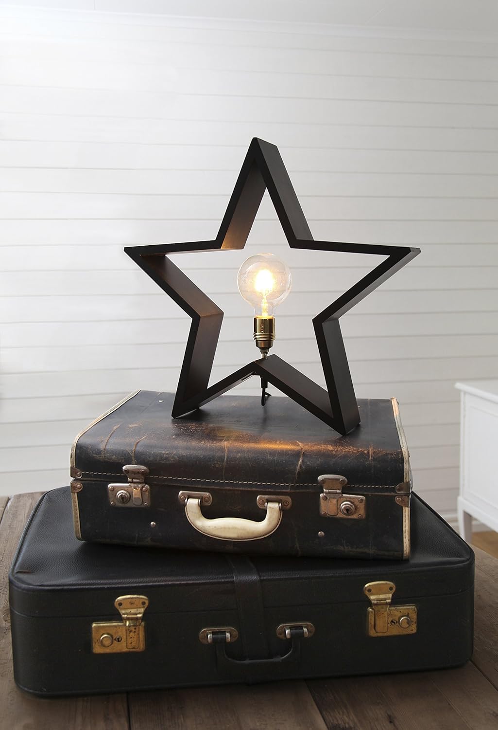 Exсluѕіvе Star Wooden LYSeKIL, ca. 52 x 52 cm, incl. E27 Socket Colour : Black, Wood,