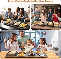 Vista 7 de FEPPO Electric Warming Tray, 4-in-1 Food Warmers for Parties Buffet with 10 Temp Settings and Timer, 33"x15" Glass Surface Warming Mat for Food