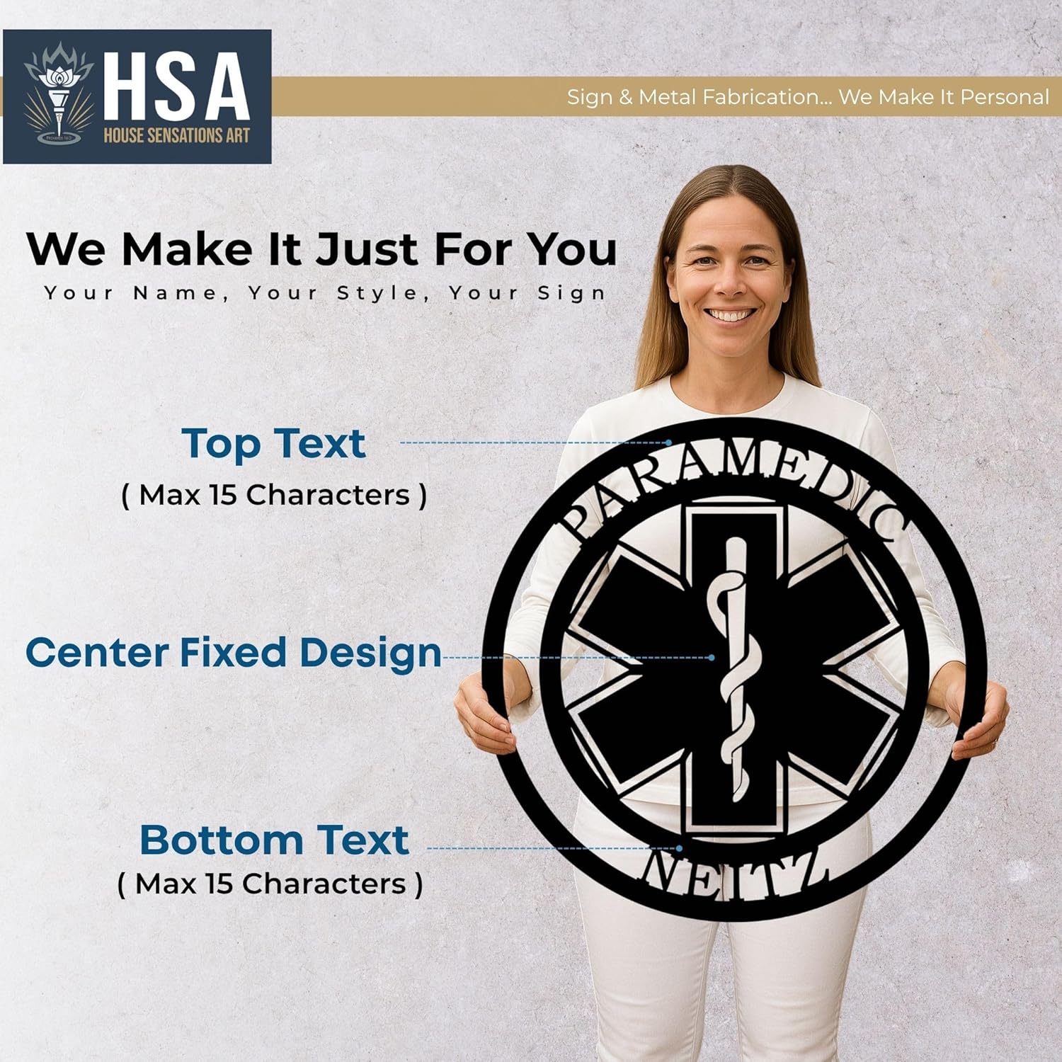 Medical Caduceus Custom Name Sign – Personalized EMT EMS Paramedic Metal Wall Art, First Responder & Medic Appreciation Gift - Image 6