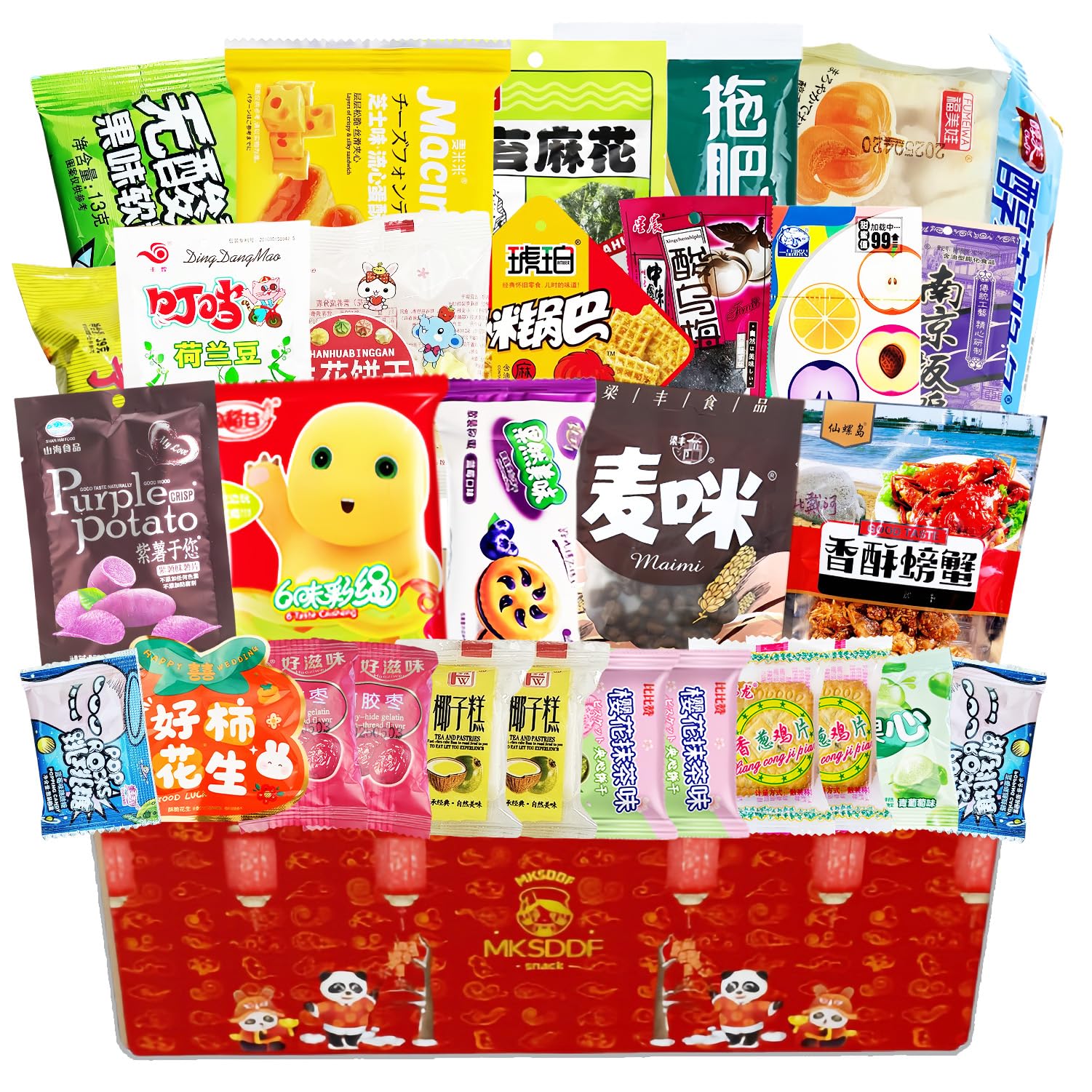 MKSDDF Authentic Chinese Snack Gift Basket 30 Piece