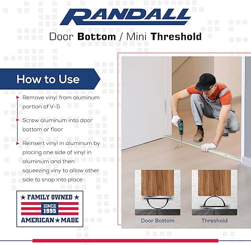 Miniatura 4 de Mini umbral de 36 pulgadas o parte inferior de puerta 1 1/4 pulgadas de ancho 3/8 a 1/2 pulgadas de alto