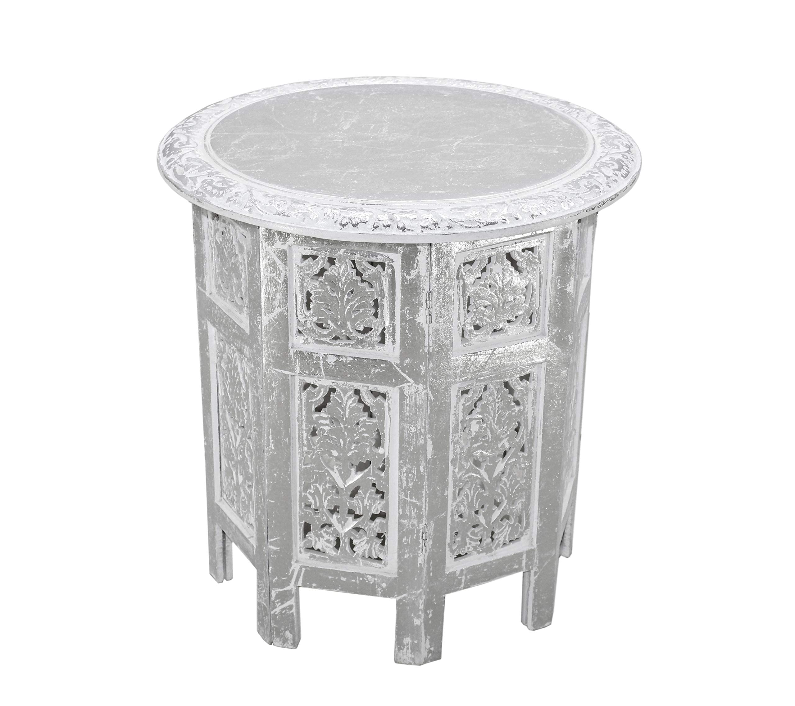 Buy COTTON CRAFT Solid Wood Accent End Table - Hand Carved Vintage Boho ...