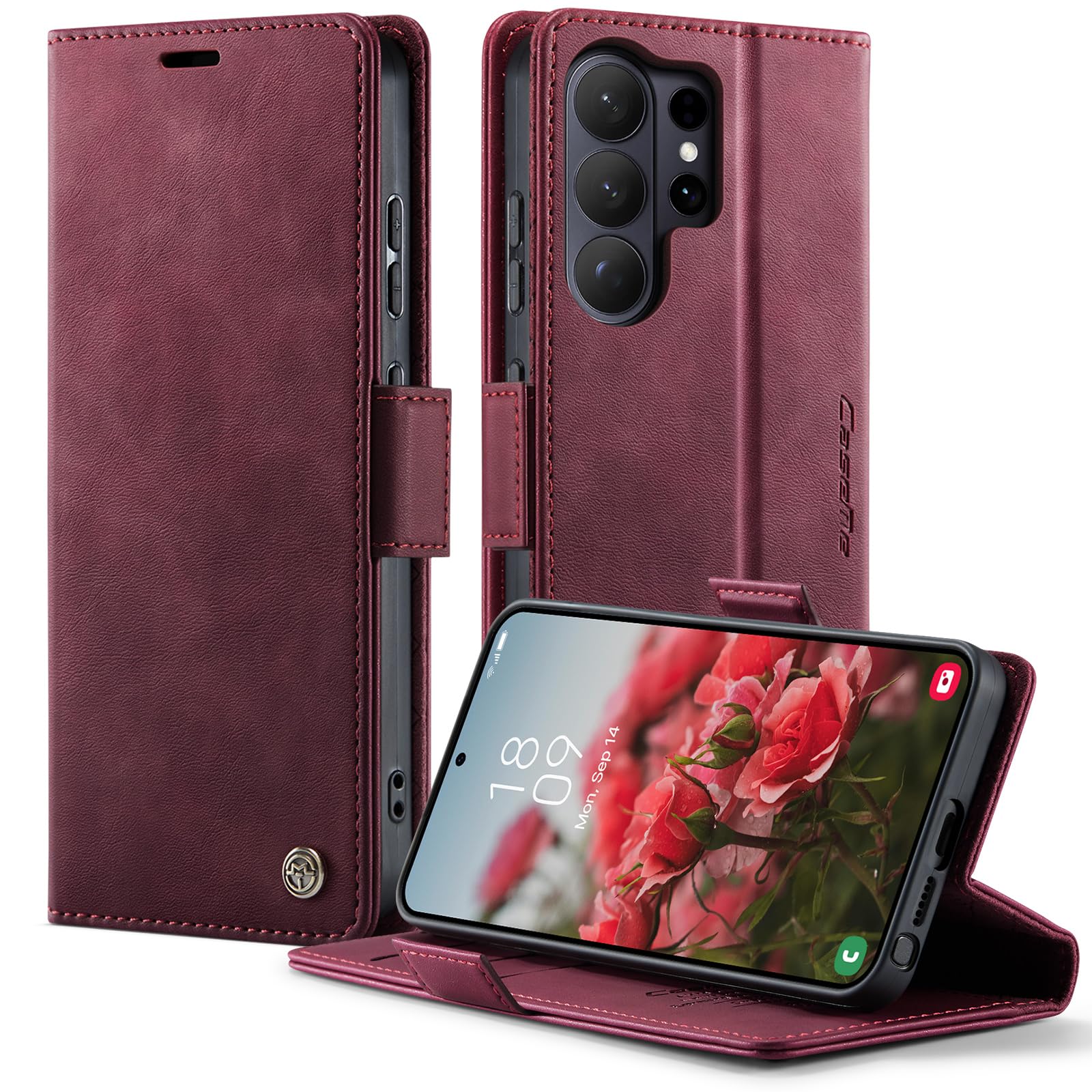 owlhold hülle für iPhone 16/17 Premium Weiches Vintage-Nubukleder klapphülle