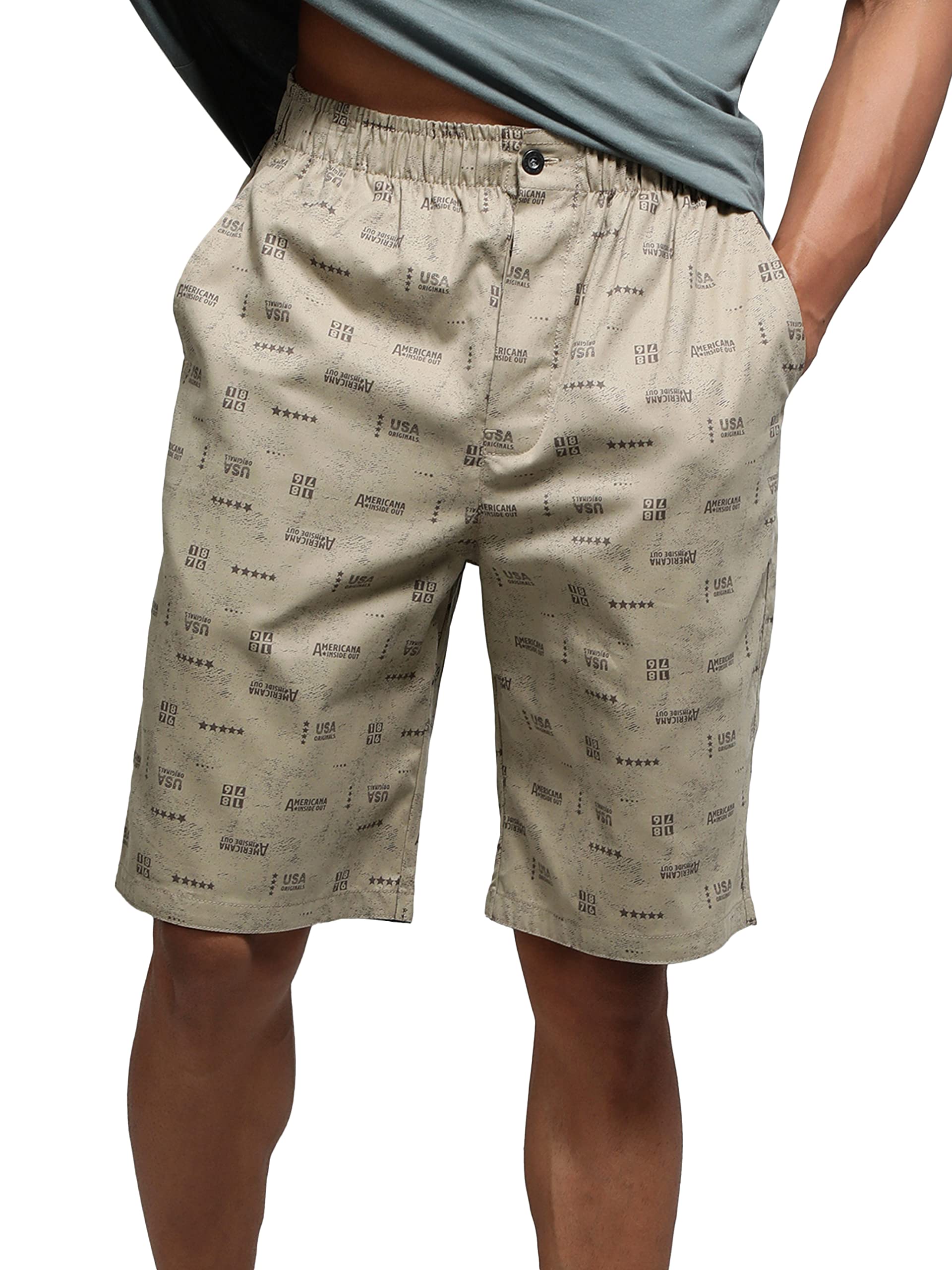 Jockey US88 Men's Super Combed Mercerized Cotton Woven Fabric Regular Fit Printed Bermuda with Side Pockets (Colors & Prints May Vary)