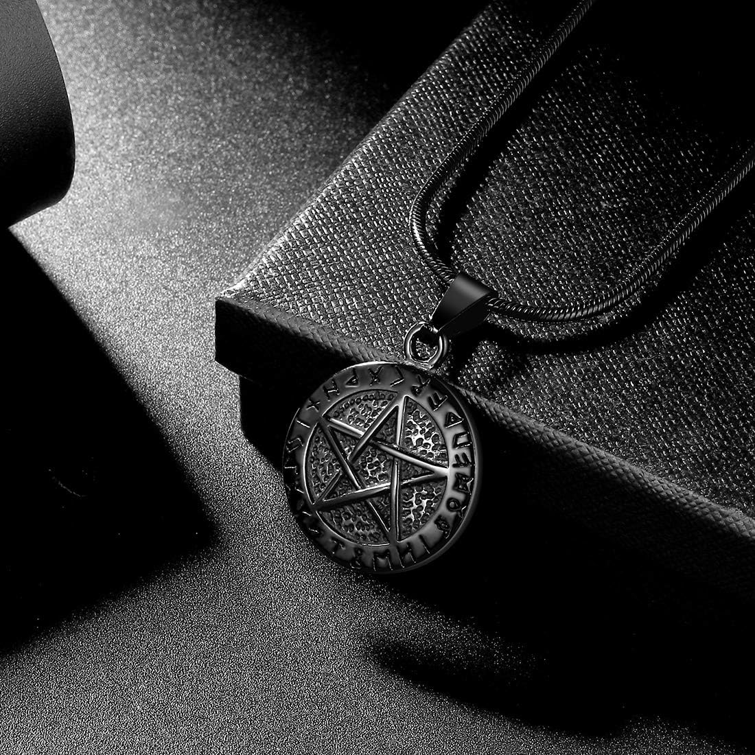 Hipunk Pentagram of Brisingamen Pendant Mens 316L Stainless Steel Witchy Tetragrammaton Pentacle Eliphas Levi's Pentagram Necklace Wiccan Pagan Magical Star Satanism Jewelry SP0061B - Image 5