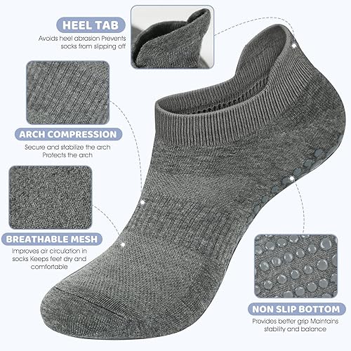 Miniatura 4 de AURUZA Calcetines de agarre para mujeres y hombres, calcetines de agarre de pilates, calcetines de yoga antideslizantes con agarres para barre