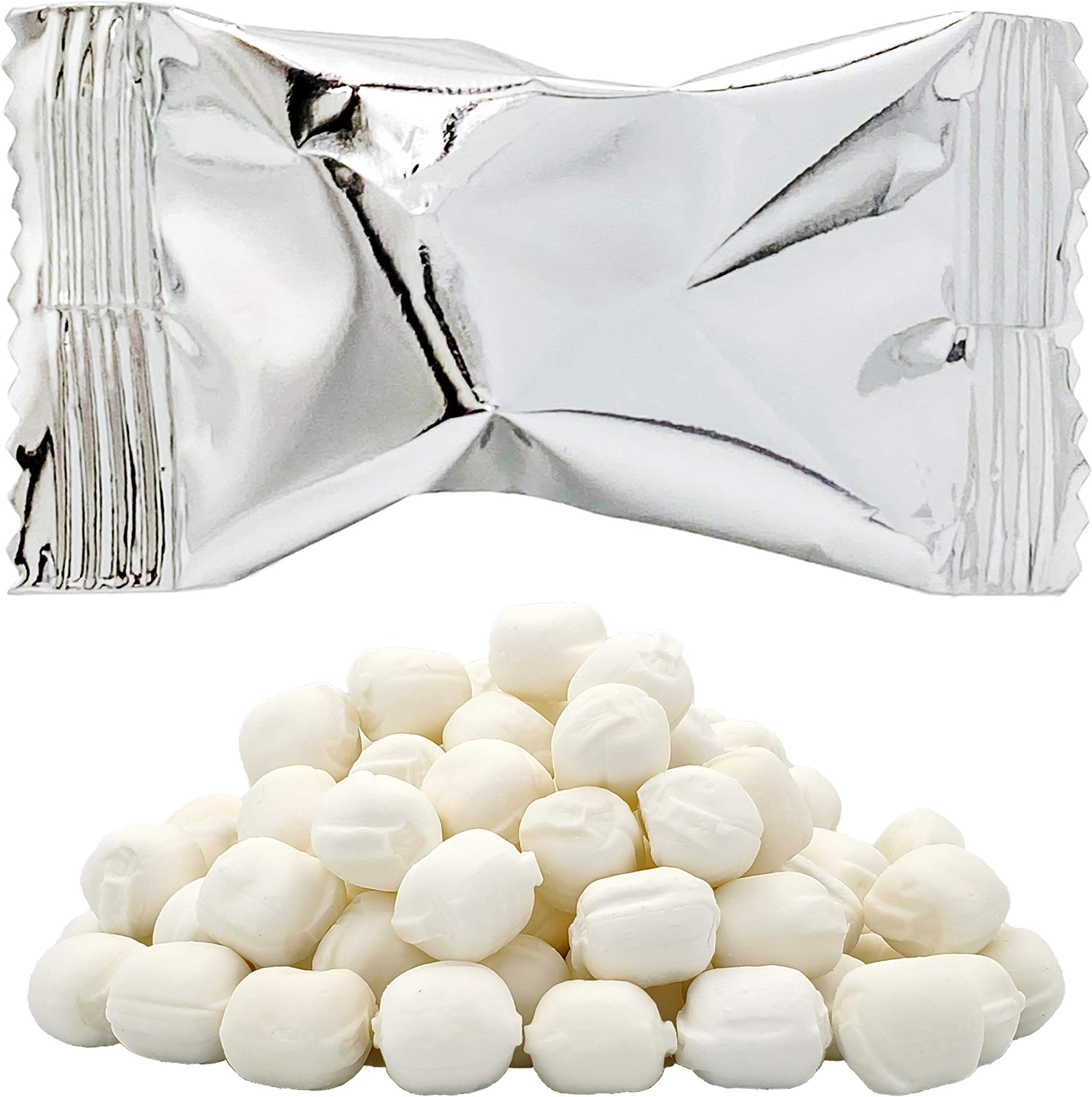 Metallic Silver Buttermints, Mint Candies, After Dinner Mints, Butter Mint Candy, Fat-Free, Individually Wrapped (55 Pieces)