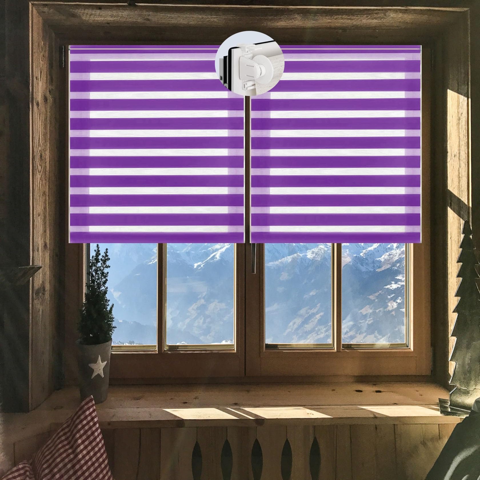 Doppelrollo Klemmfix ohne Bohren 55 x 230 cm Sonnenschutz & Sichtschutz Sichtschutz Rollo mit Klemmträger für Tür & Fenster, Lila