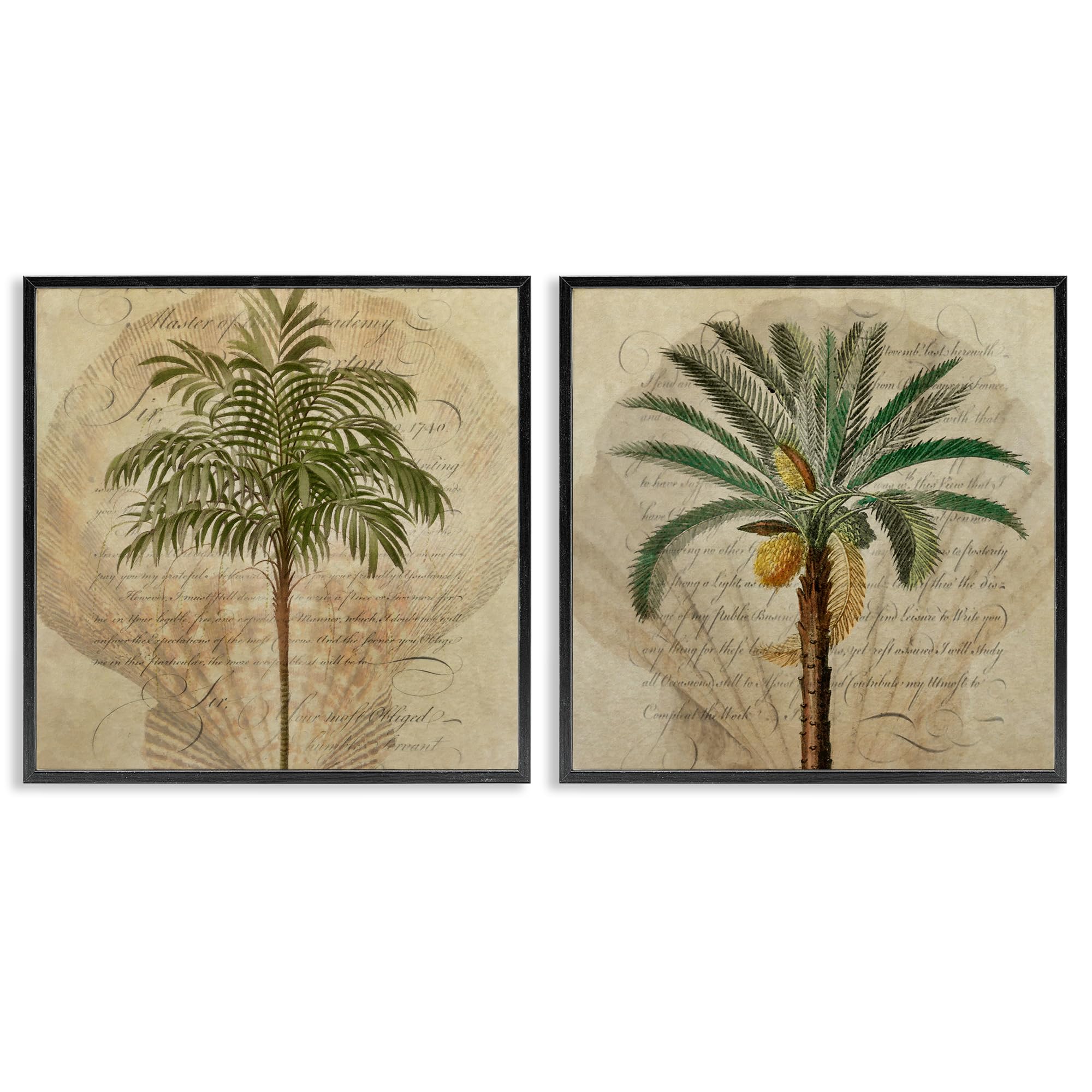 Stupell Industries Midnight Black (Textured) 'Subdued Tropical Palms'| 2Pc Framed Giclee Art Set 2