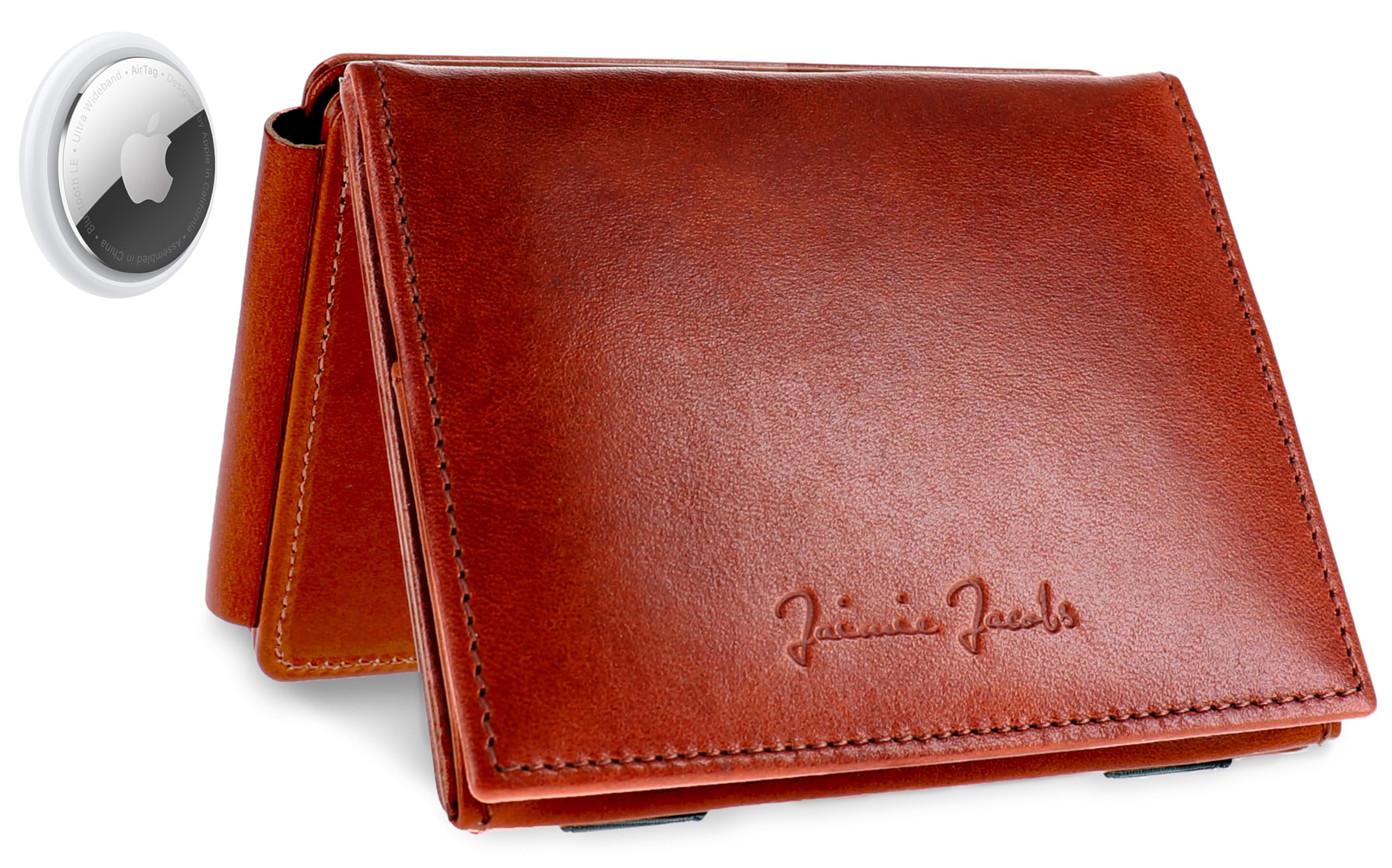 Jaimie Jacobs Flap Boy XL AirTag-Edition Magic Wallet mit Münzfach RFID-Schutz Geldbeutel Platz für 13 Karten (Dunkelbraun)