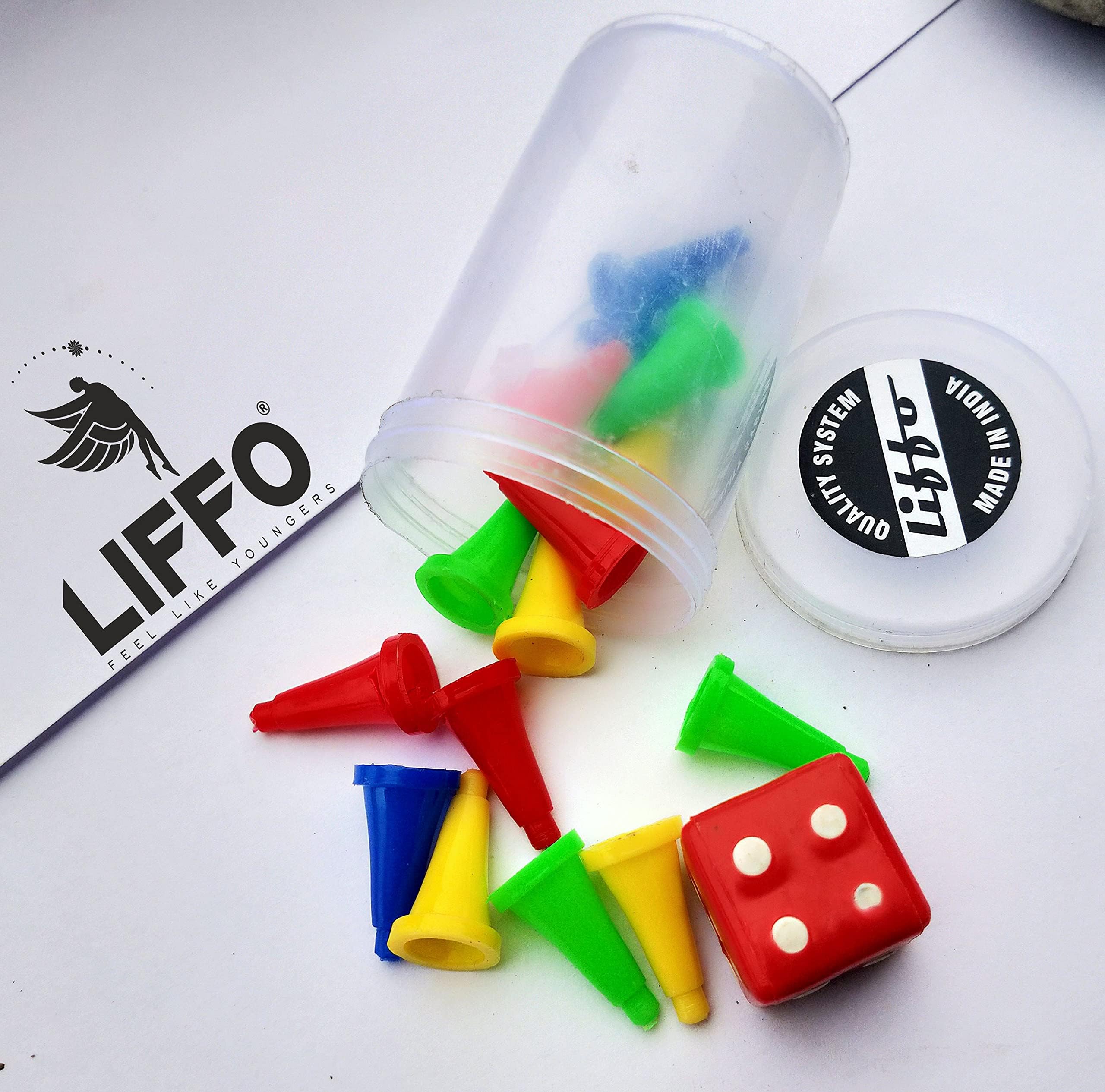 Liffo® Ludo Plastics Dice and Tokens Big Dice Shaker (Multicolor) - Pack of 2 - Image 4 thumbnail