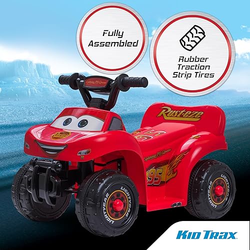 Miniatura 5 de Kid Trax - Cuatriciclo de juguete para montar con diseño de Rayo McQueen de Disney Cars para niños pequeños de 1 año y medio a 3 años y con peso