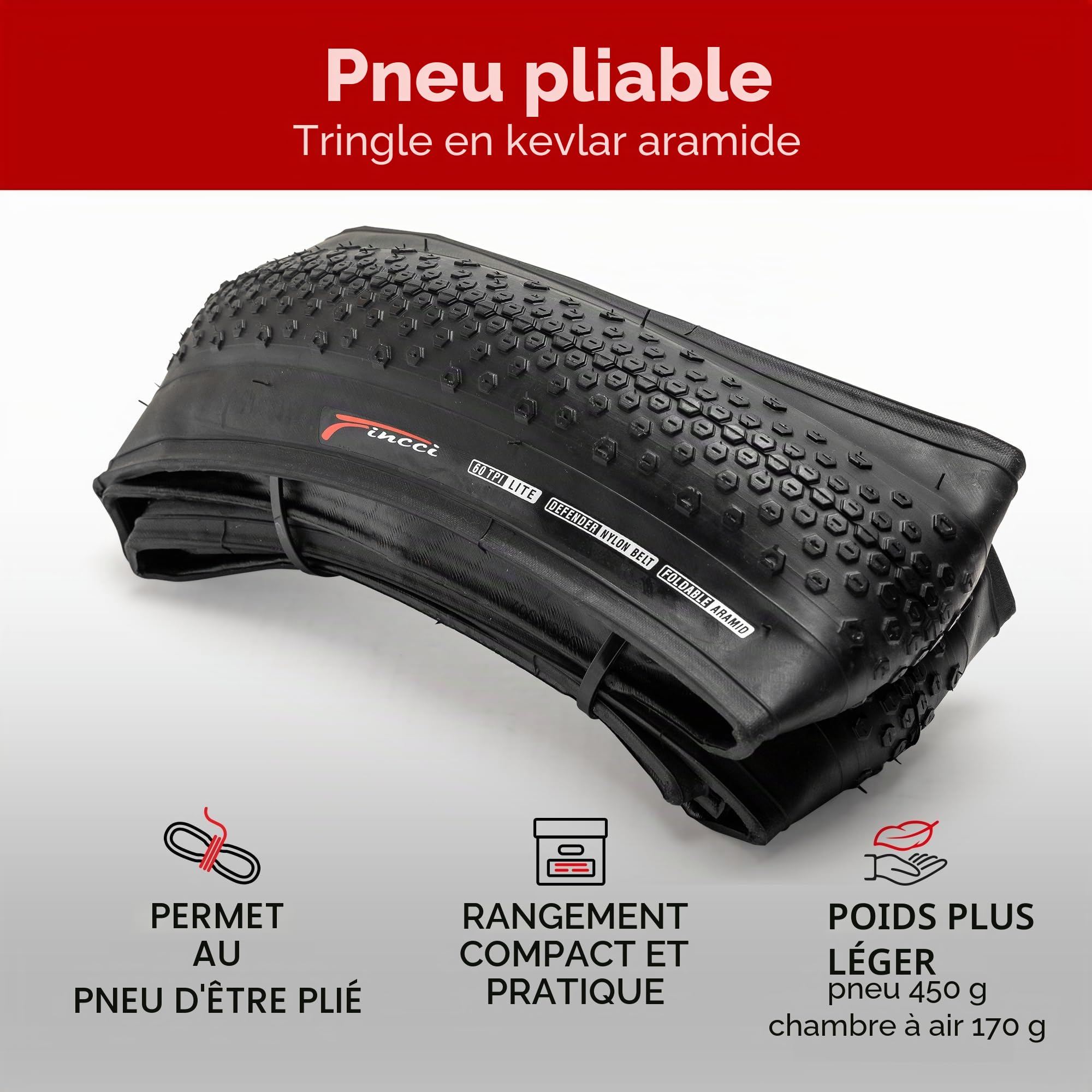 Fincci Gravel Pneus 700 x 38c avec Protection Anti Crevaison 1mm - Paire Pliable Tire 28 x 1.5 Pouces 30 TPI pour Tournée & Électrique & Route & Hybrid & VTT Velos