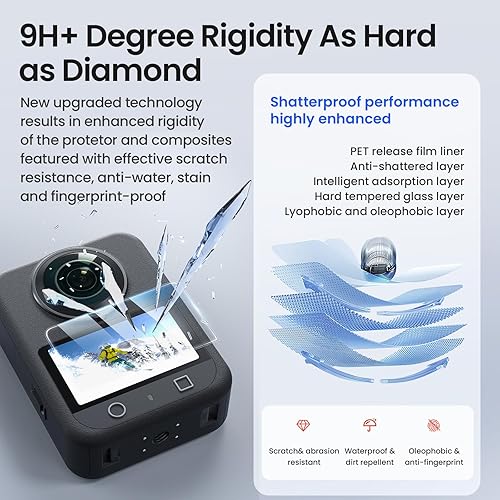 Miniatura 7 de OSMO 360 - Funda de aluminio de liberación rápida con marco de metal con tapa de lente de silicona Protector de pantalla para DJI OSMO 360 Kit