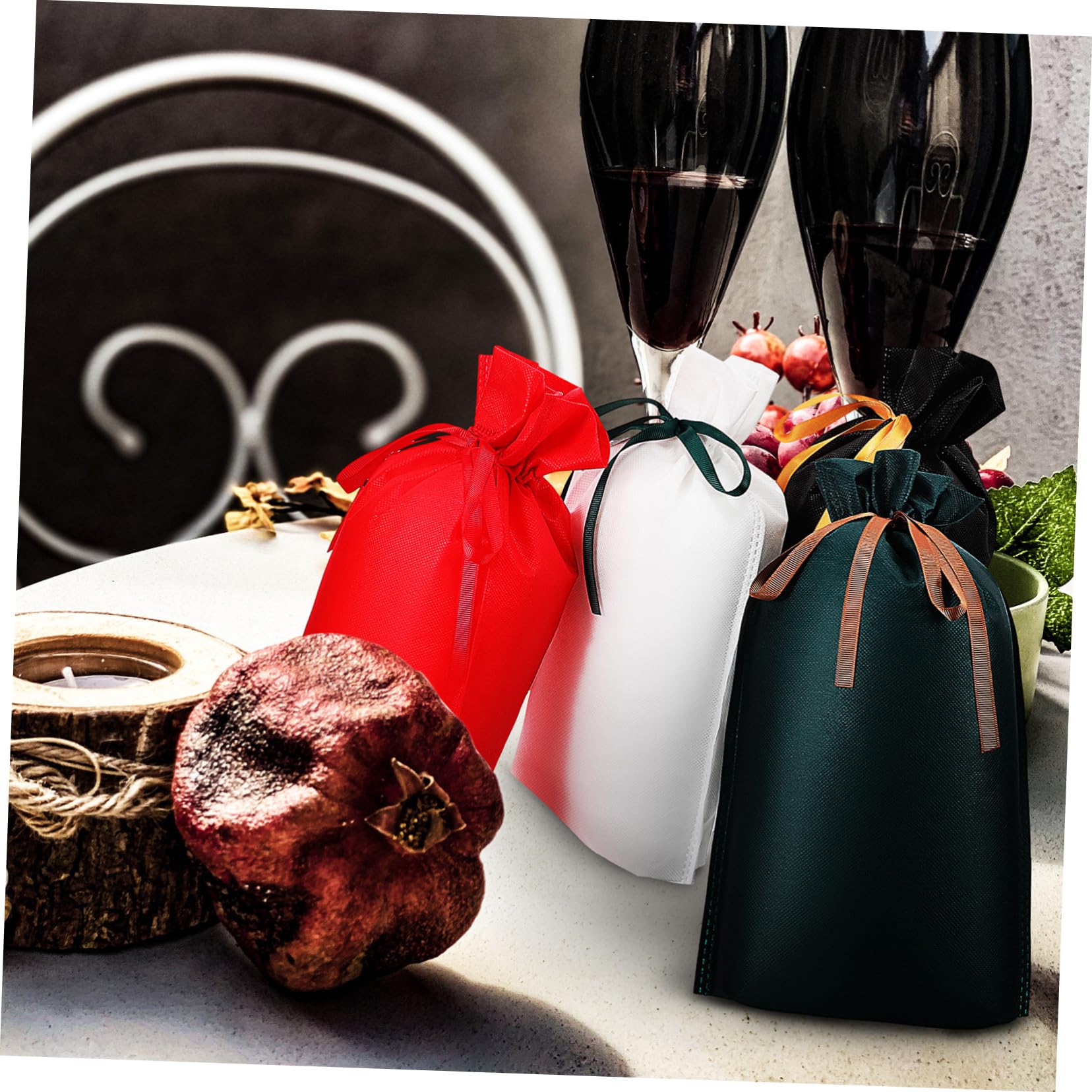 NULYLU 12pcs Drawstring Pouches for Storage Wrapping Bag Plain Bags Handles Non Woven Fabric Easy to Close Party Supplies