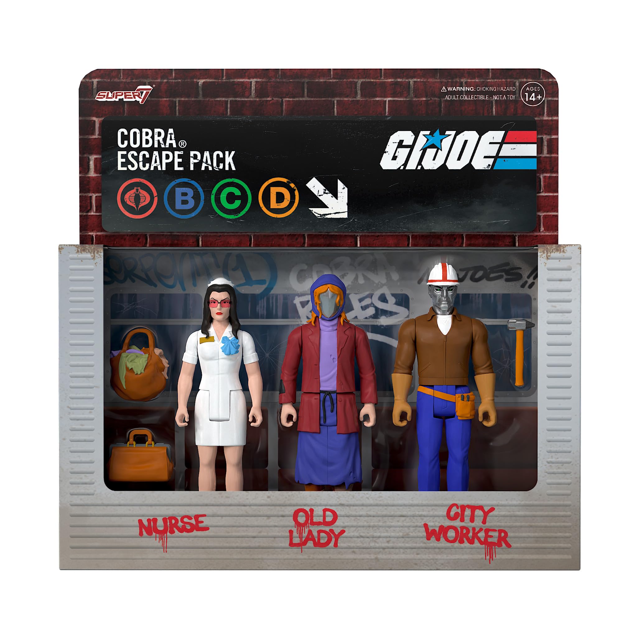 G.I. Joe Cobra Escape Pack with Nurse Baroness, Old Lady Cobra Commander, City Worker Destro - (3-Pack) 3.75" GI Joe Action Figures with Accessories Collectibles and Retro Toys