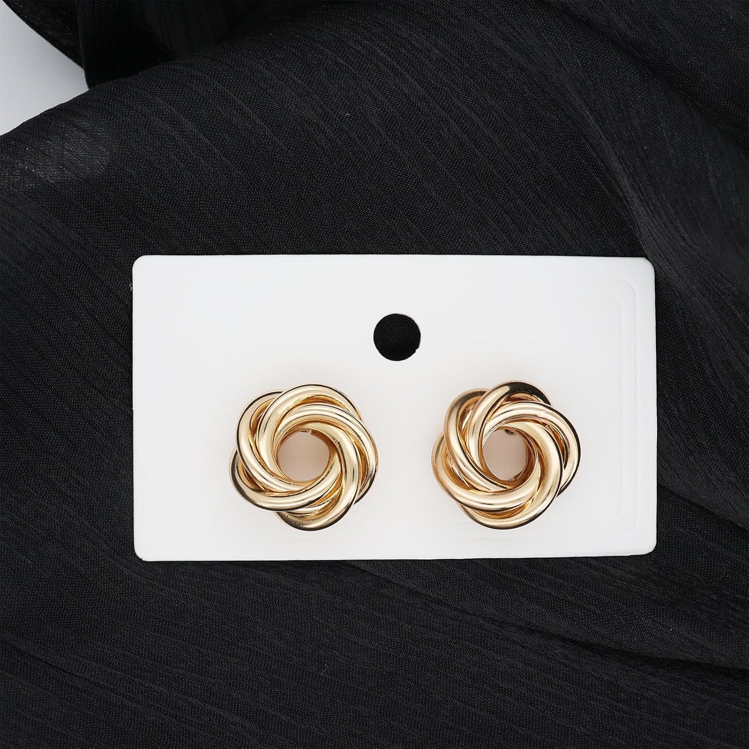 18K Gold Hoop Twisted Love Knot Stud Earrings Classic Round Infinity Circle Design, For Women Trendy Gold Plated Dangle Drop Wedding Prom Birthday Fashion Jewelry Gift - Image 4