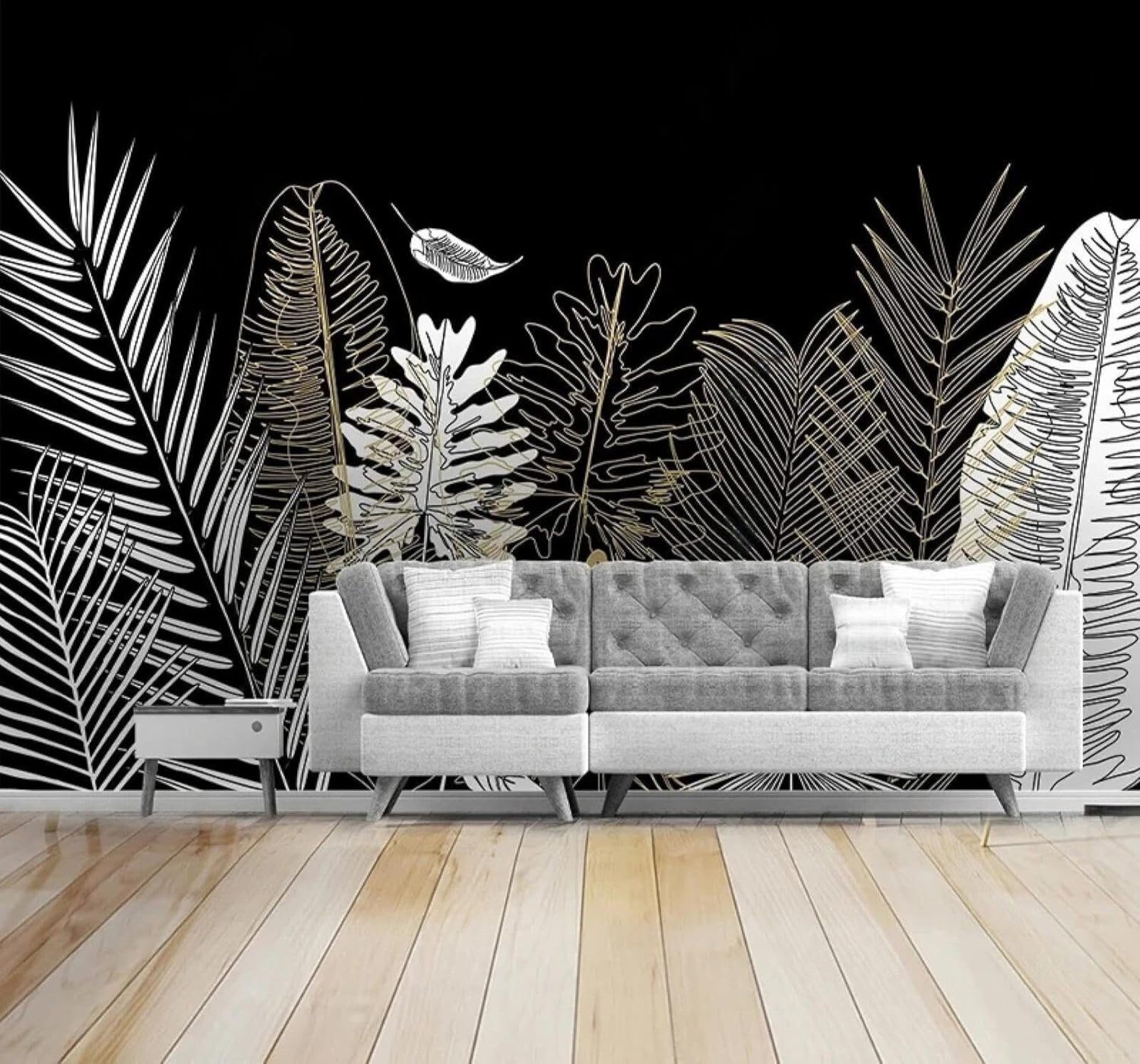 XLMING Minimalist Gold Tropical Coconut Leaves Art 3D Wallpaper Luxury Home Dining Decor Paste Sofa Living Room The Wall for Bedroom Mural-430cm×300cm