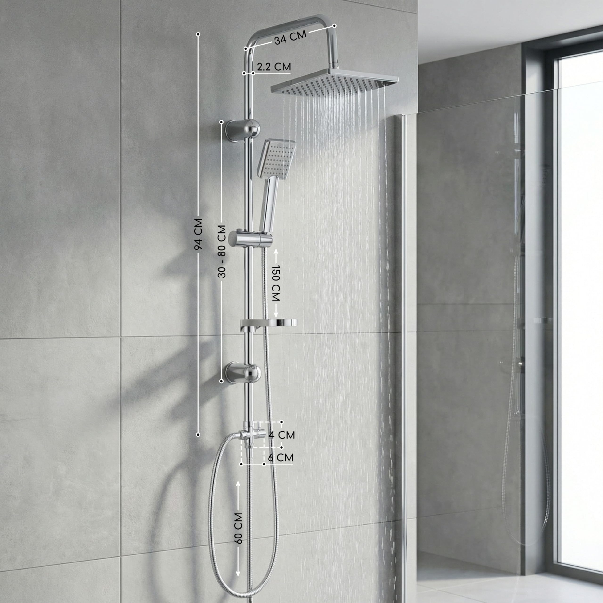 Vonia Rain Shower Head Z Ręczną Słuchawką – Zestaw Akcesoriów Łazienkowych Ze Stali Nierdzewnej 25,4 Cm | Obrót O 360° | System Wodospadowy Zapobiegający Osadzaniu Się Kamienia