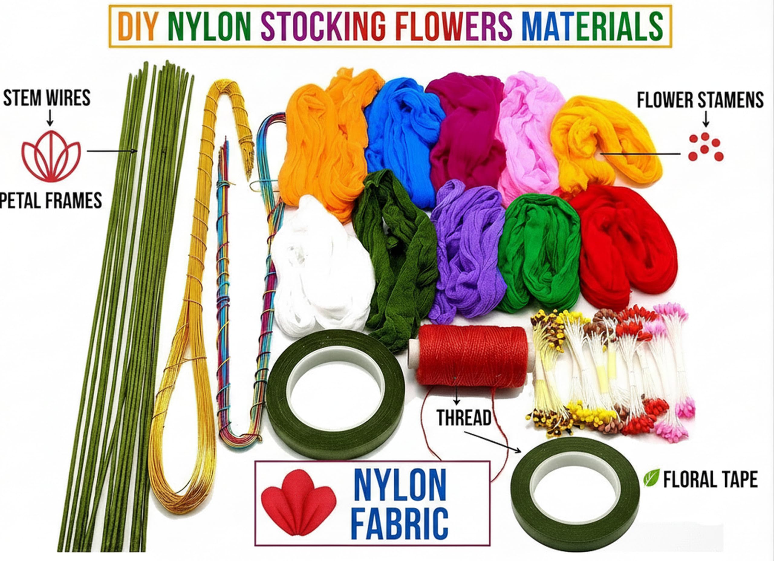Complete Stocking Flower Making kit For Beginners-Includes Flower making 1