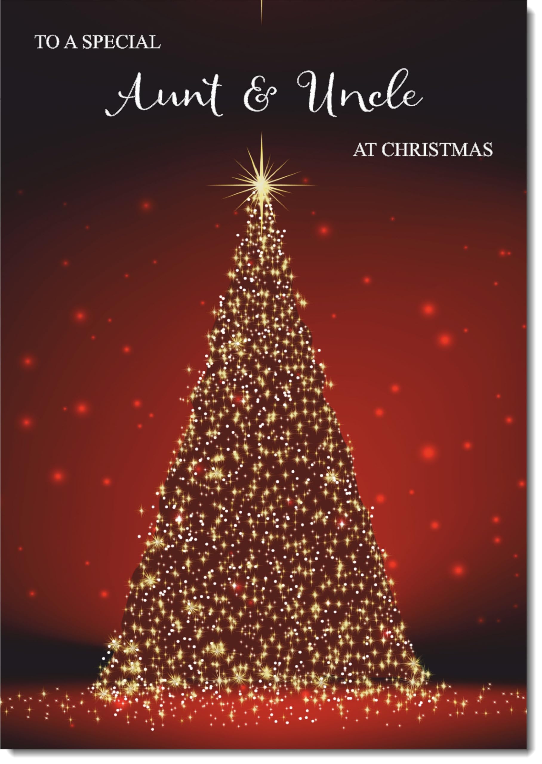 doodlecards Aunt and Uncle Christmas Card Red Christmas Tree Large A4 Size Christmas Card for Aunt & Uncle with Plain Envelope — image 1