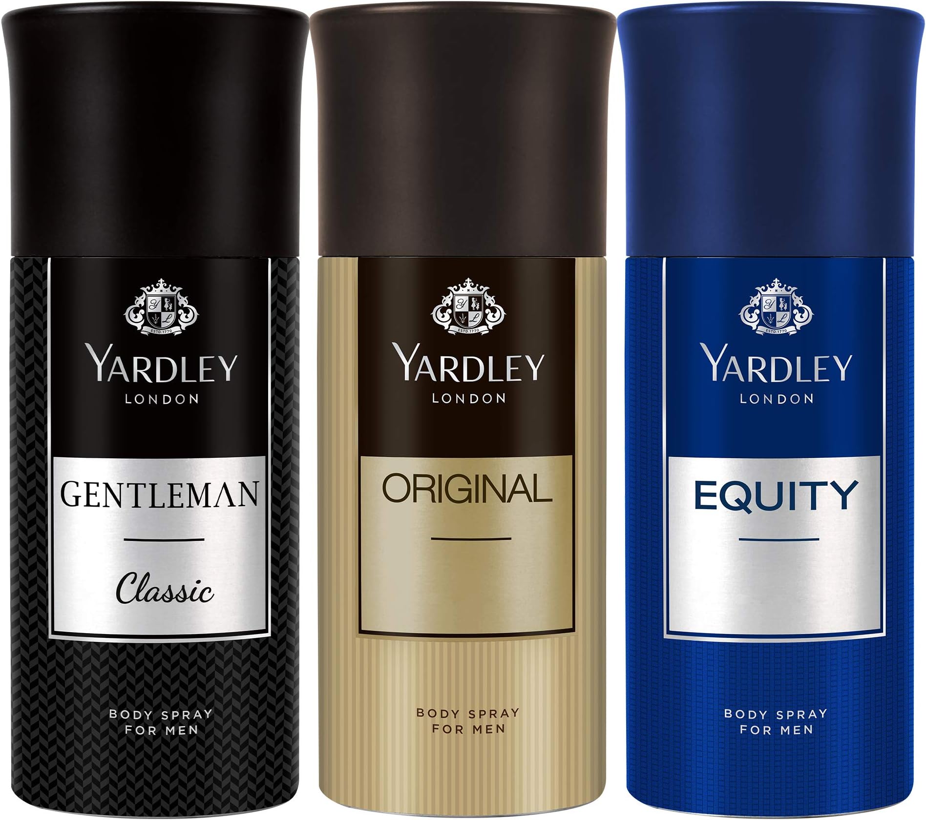 Body Spray Assorted Tripack For Men - 3X150ml | Gentleman Classic, Original, & Equity | Masculine & Woody Notes | For Men