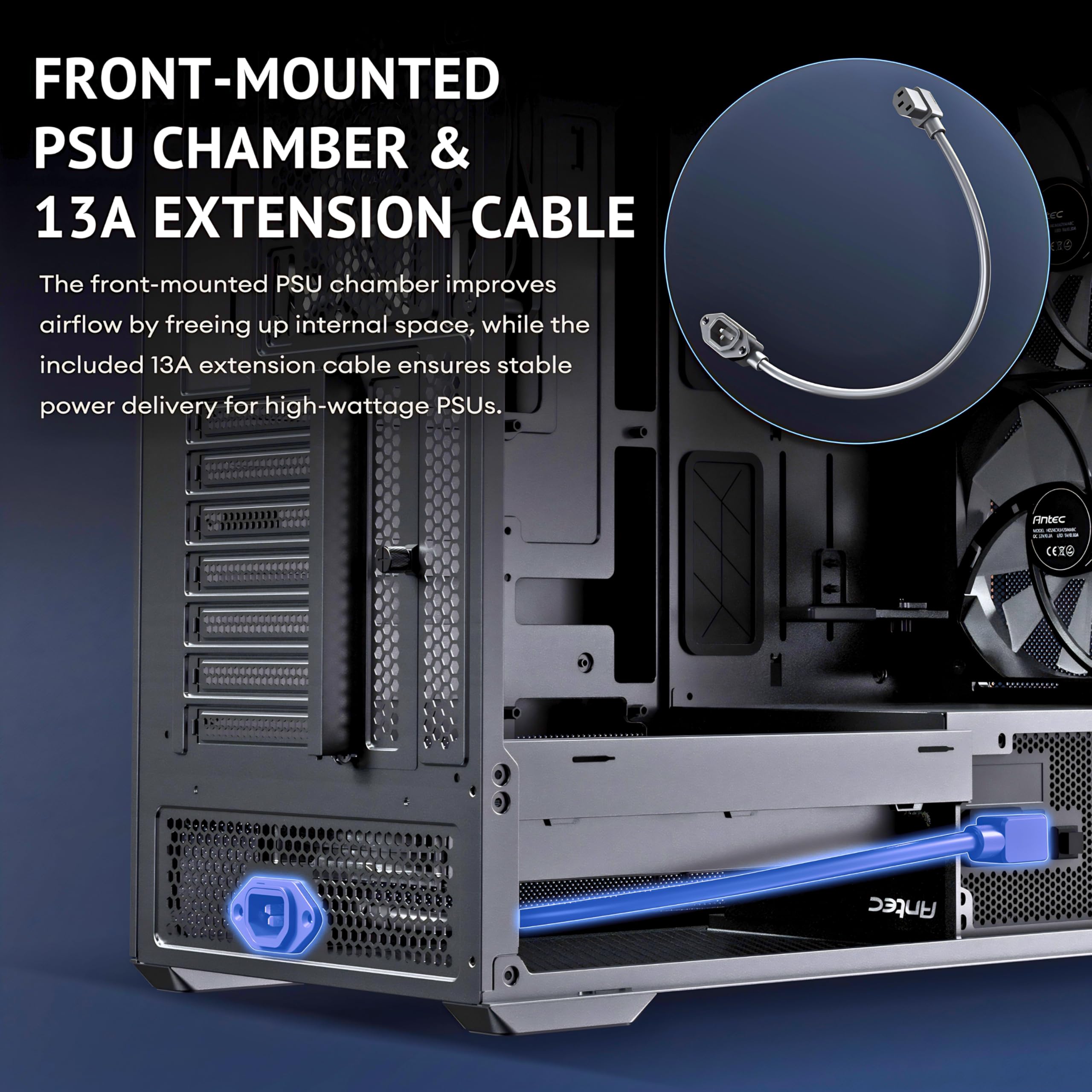 ANTEC Flux Rear ATX/Micro-ATX/ITX Boîtier Midi Tower PC, Noir