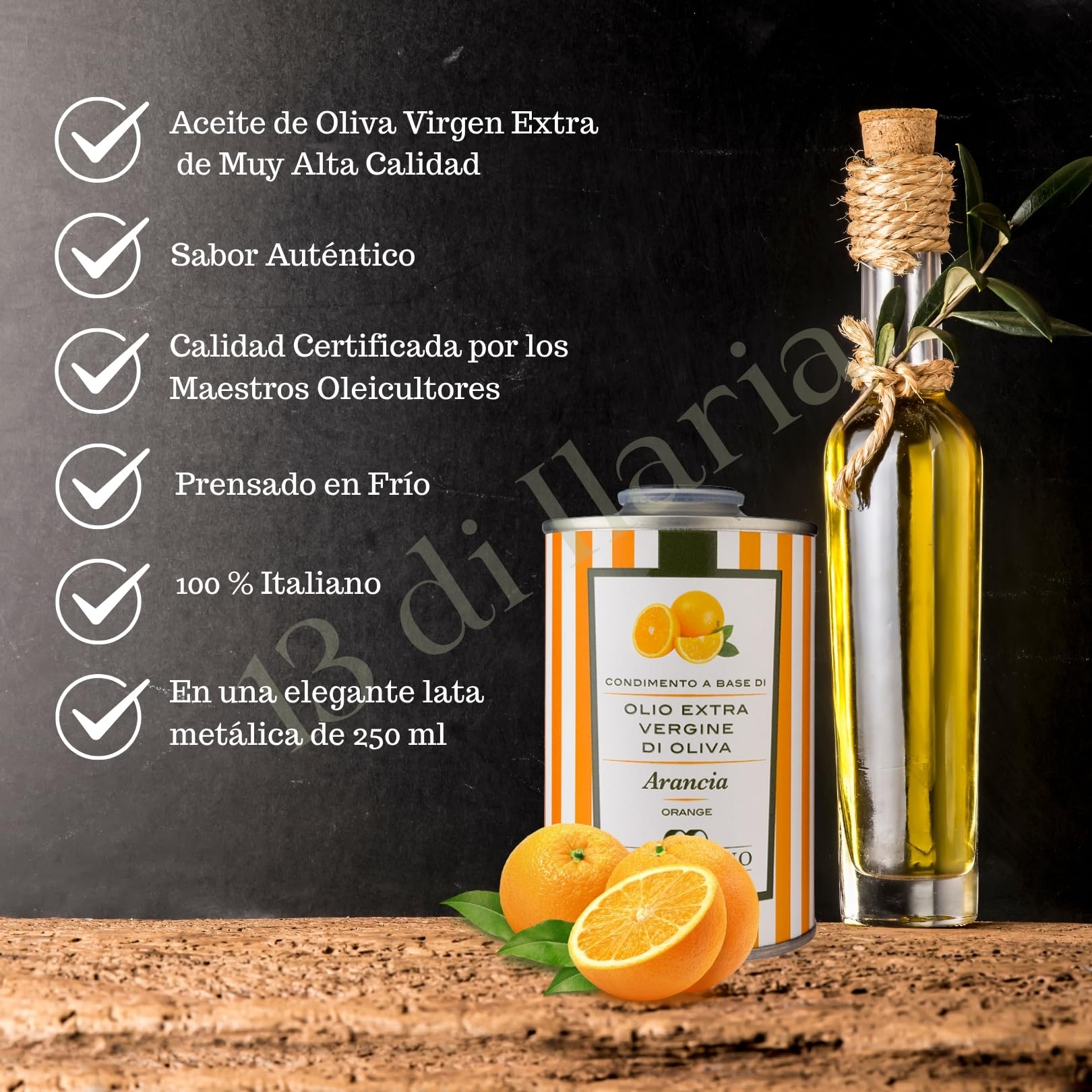 Aceite de Oliva Virgen Extra con Naranja 250 ml | Lata Gourmet, Italiano Artesanal | Sabor Cítrico y Fresco | Prensado en Frío • 13 di Ilaria - 3