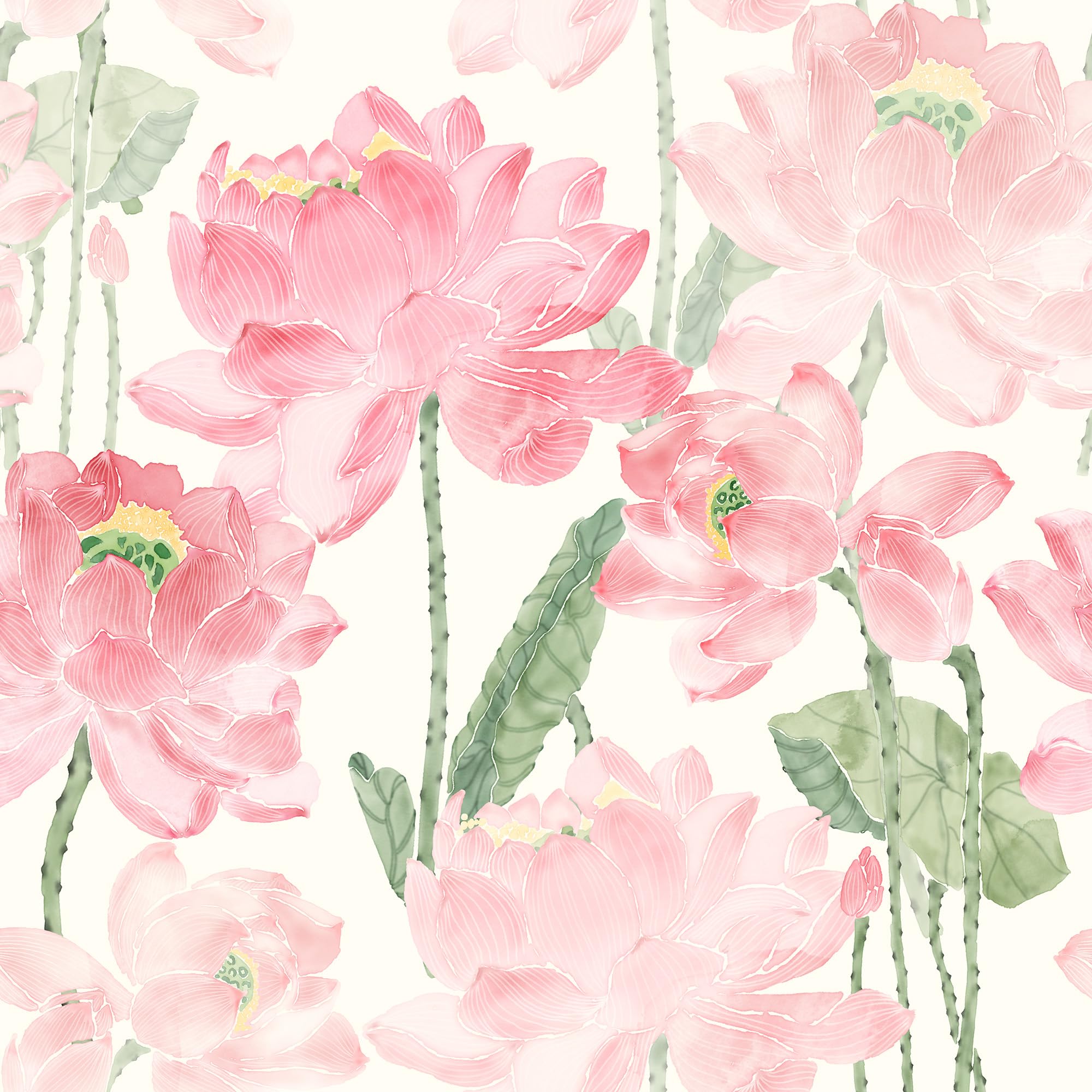 Mounting UP Peel and Stick Wallpaper for Home Decoration Kitchen Watercolor Pink Lotus Removable Vinyl Self Adhesive Shelf Paper & Drawer Liner Roll House, Workshop & Office 17.3" x 118" L5258-3